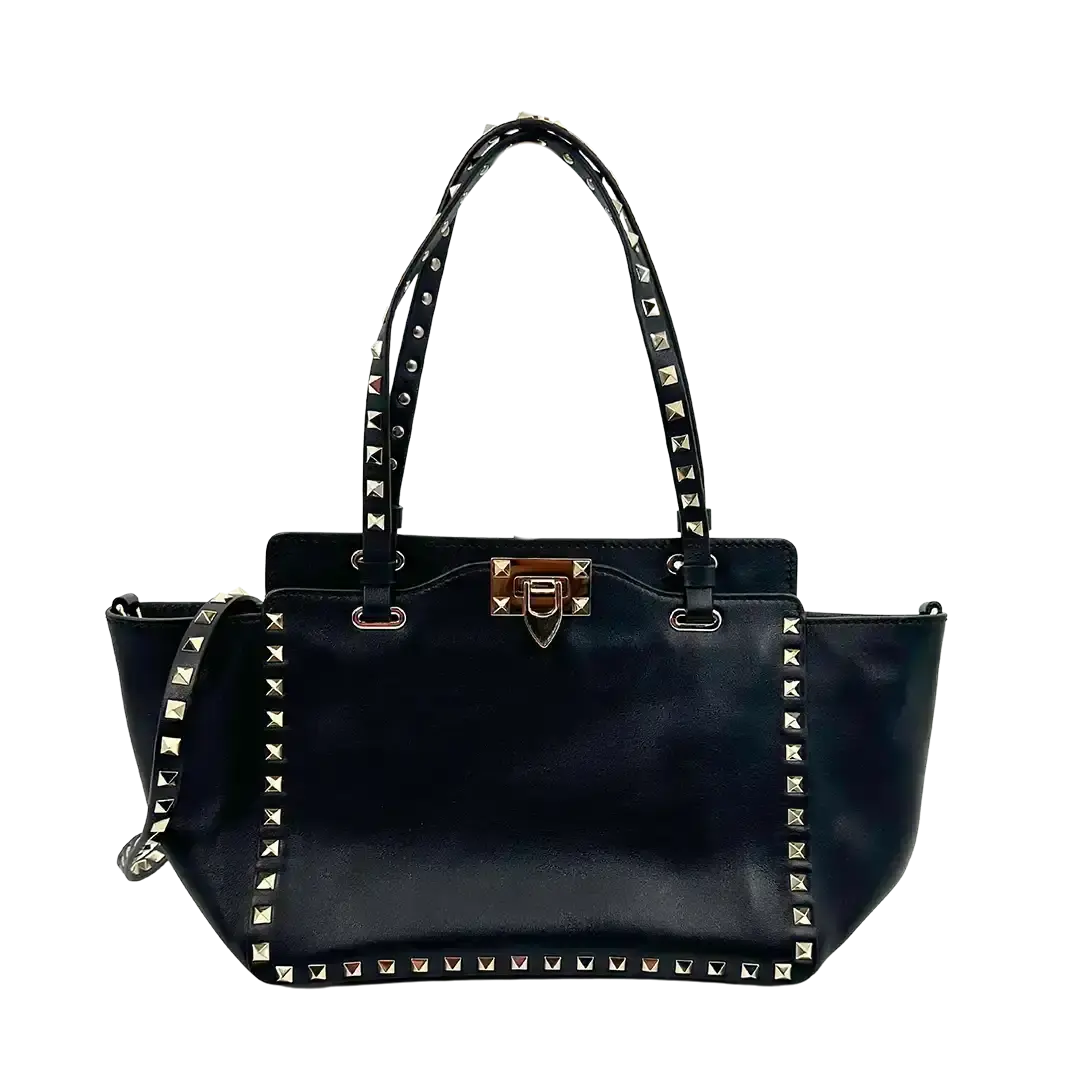 Valentino Garavani Rockstud Shopper Bag Leder schwarz / sehr gut Valentino