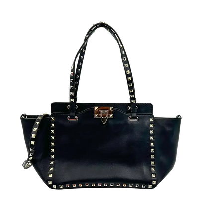 Valentino Garavani Rockstud Shopper Bag Leder schwarz / sehr gut Valentino