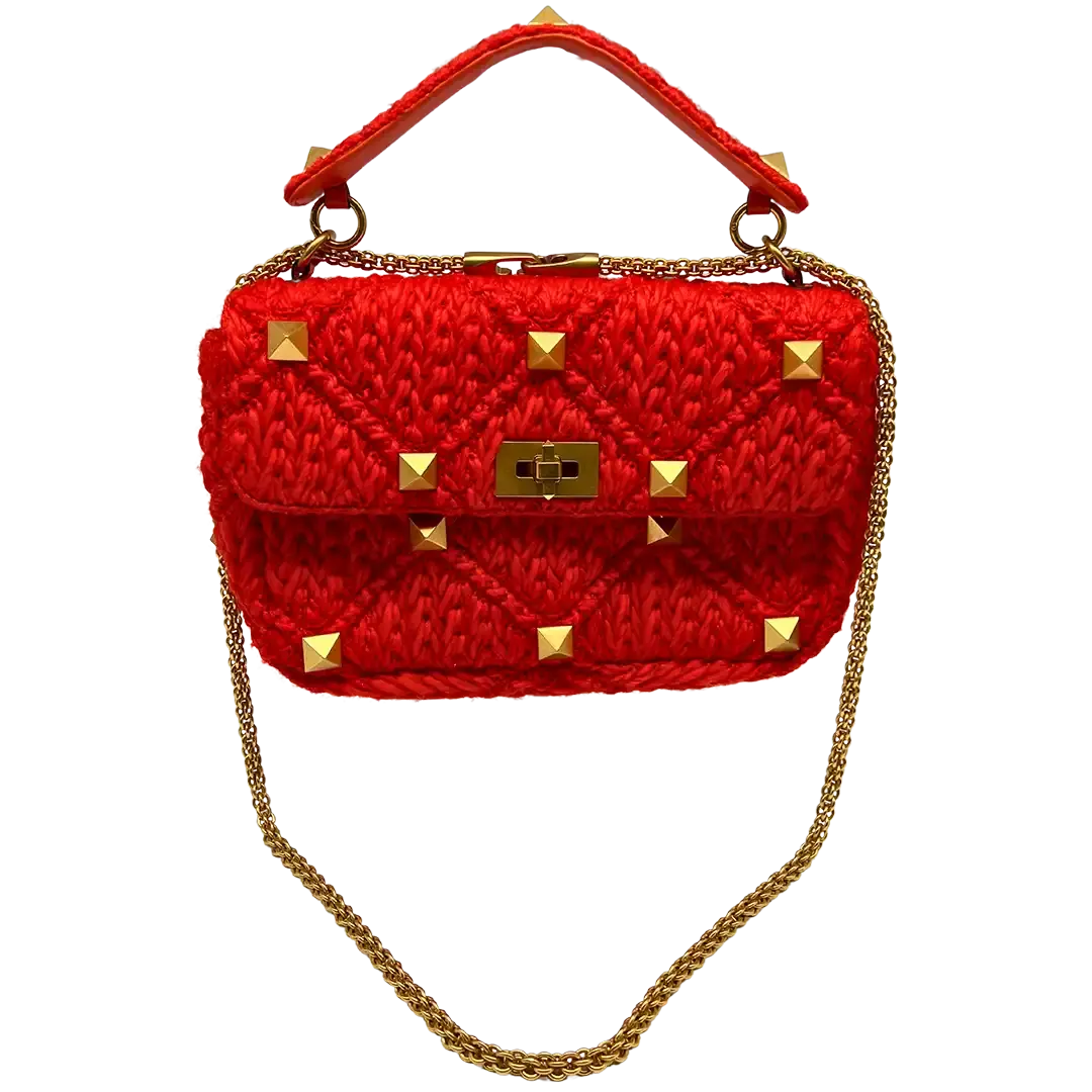 Valentino Roman Stud Spike Medium Wolle Orange / Sehr gut - Echtheitscheck