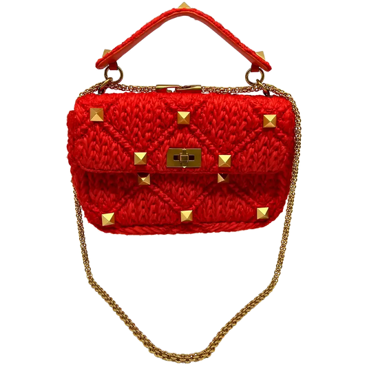 Valentino Roman Stud Spike Medium Wolle Orange / Sehr gut - Echtheitscheck