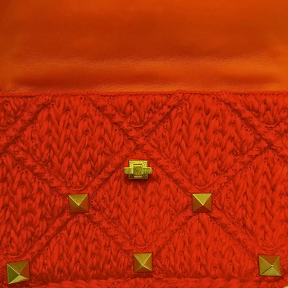 Valentino Roman Stud Spike Medium Wolle Orange / Sehr gut - Echtheitscheck