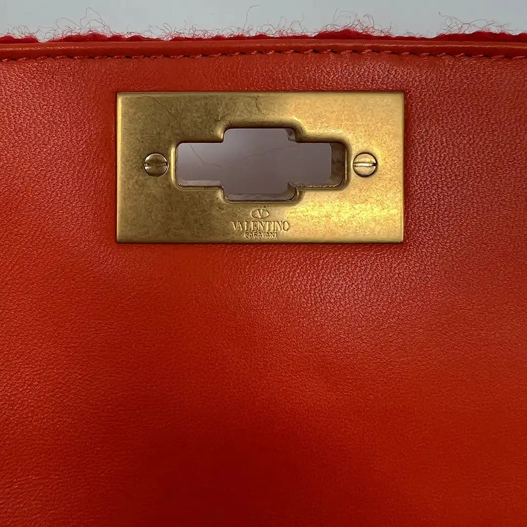 Valentino Roman Stud Spike Medium Wolle Orange / Sehr gut - Echtheitscheck