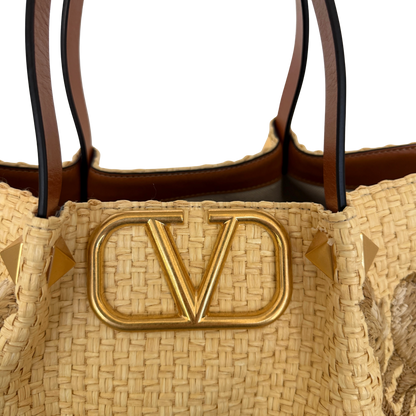 Valentino Garavani VLogo Signature Tote Bag Beige / sehr gut Valentino