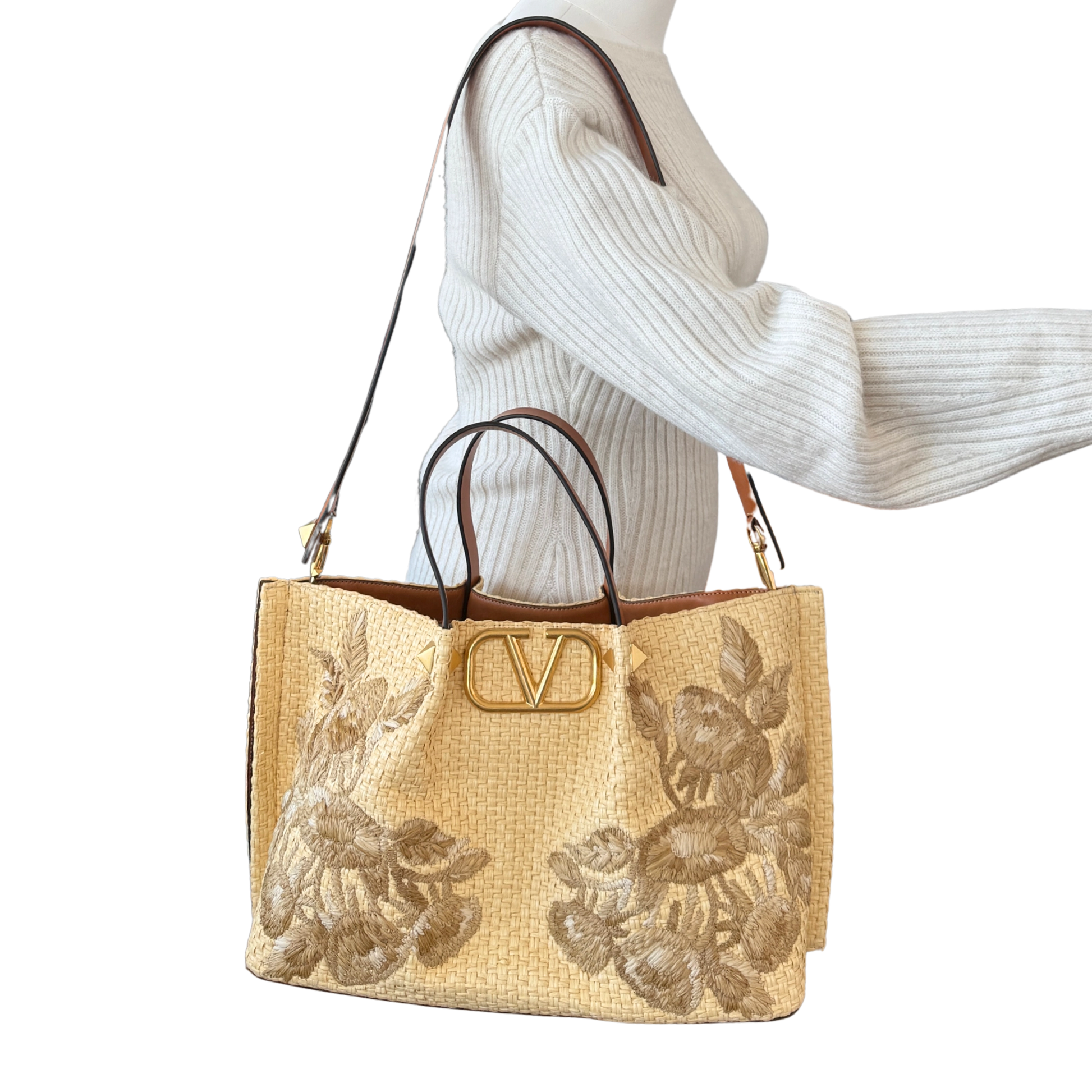 Valentino Garavani VLogo Signature Tote Bag Beige / sehr gut Valentino