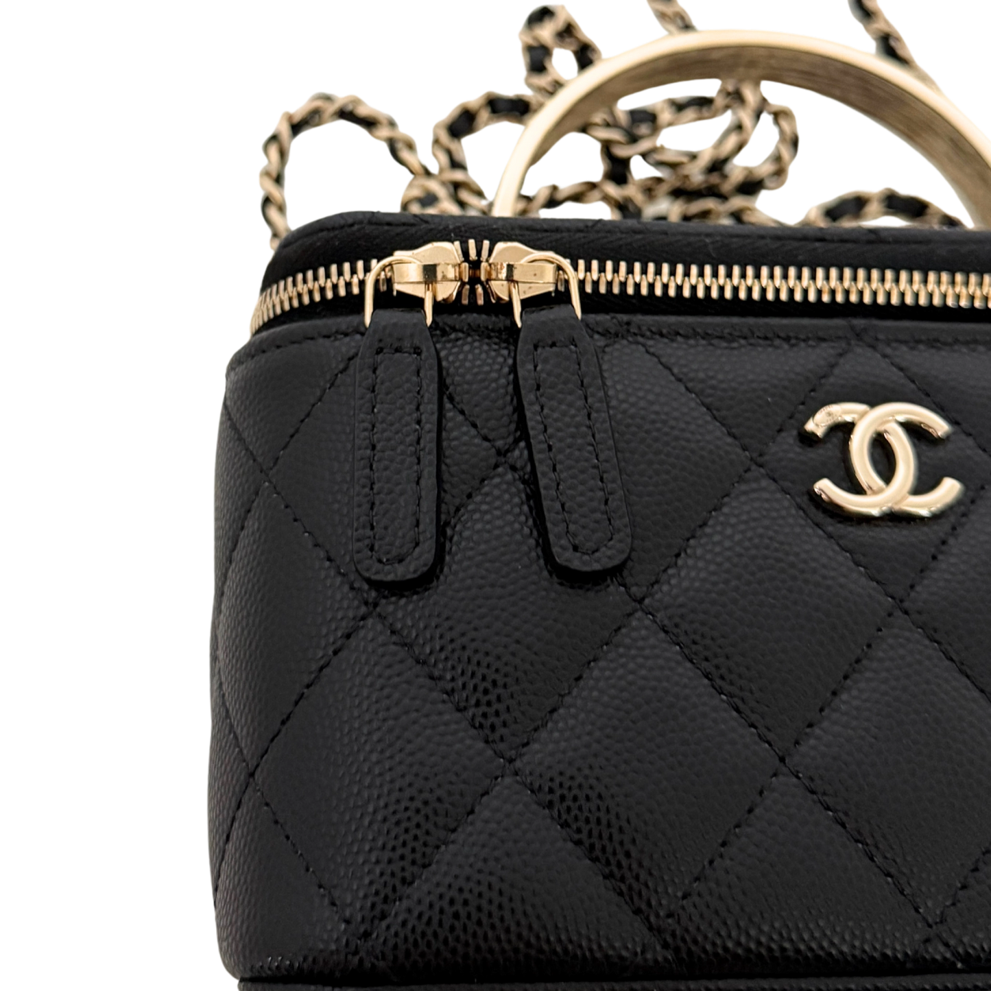 Chanel Vanity A Chain Kaviarleder goldene Hardware Schwarz / sehr gut Chanel