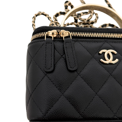Chanel Vanity A Chain Kaviarleder goldene Hardware Schwarz / sehr gut Chanel