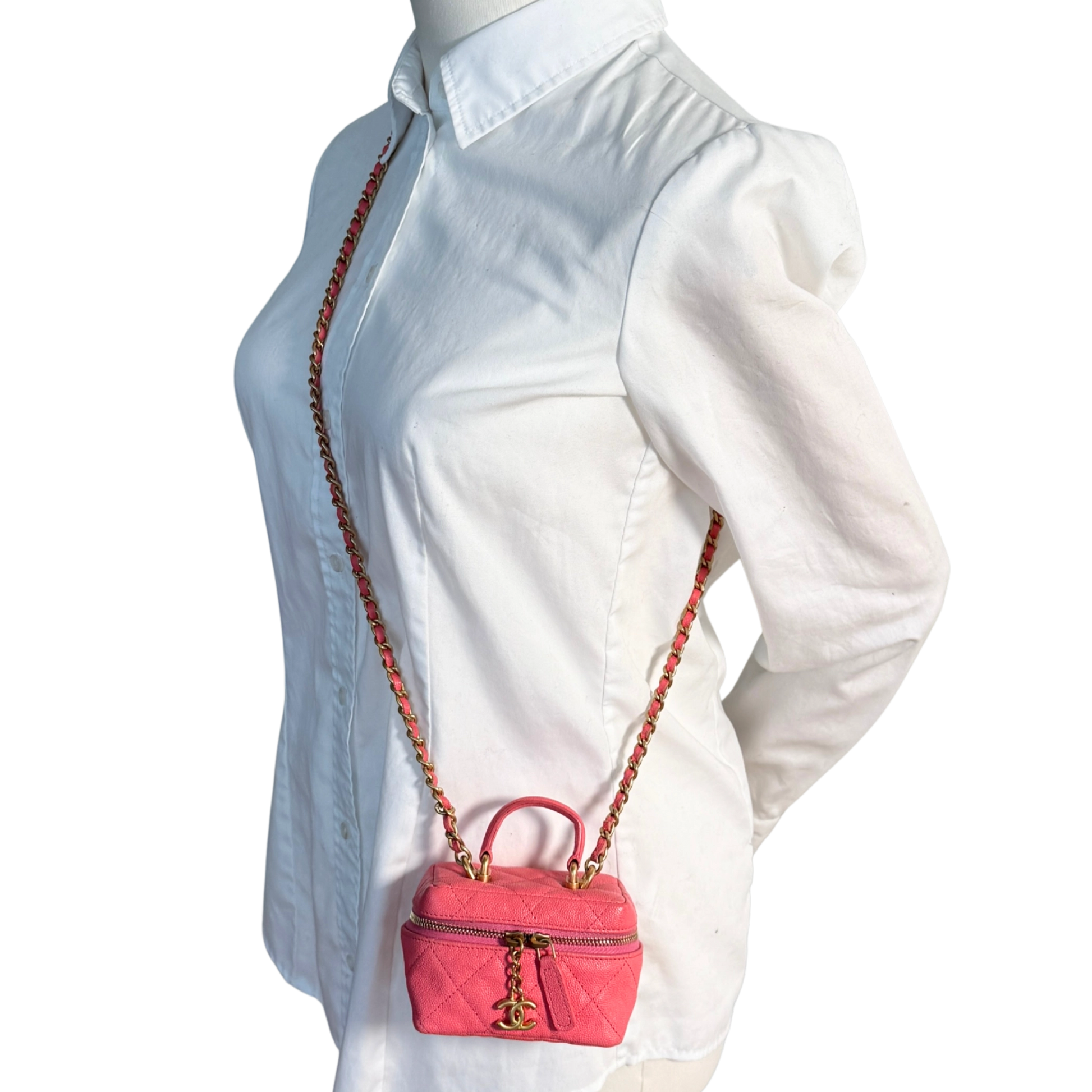 Chanel Mini Top Handle Vanity Tasche Pink / sehr gut Chanel