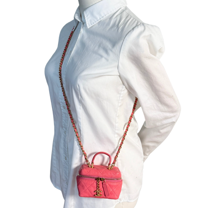 Chanel Mini Top Handle Vanity Tasche Pink / sehr gut Chanel
