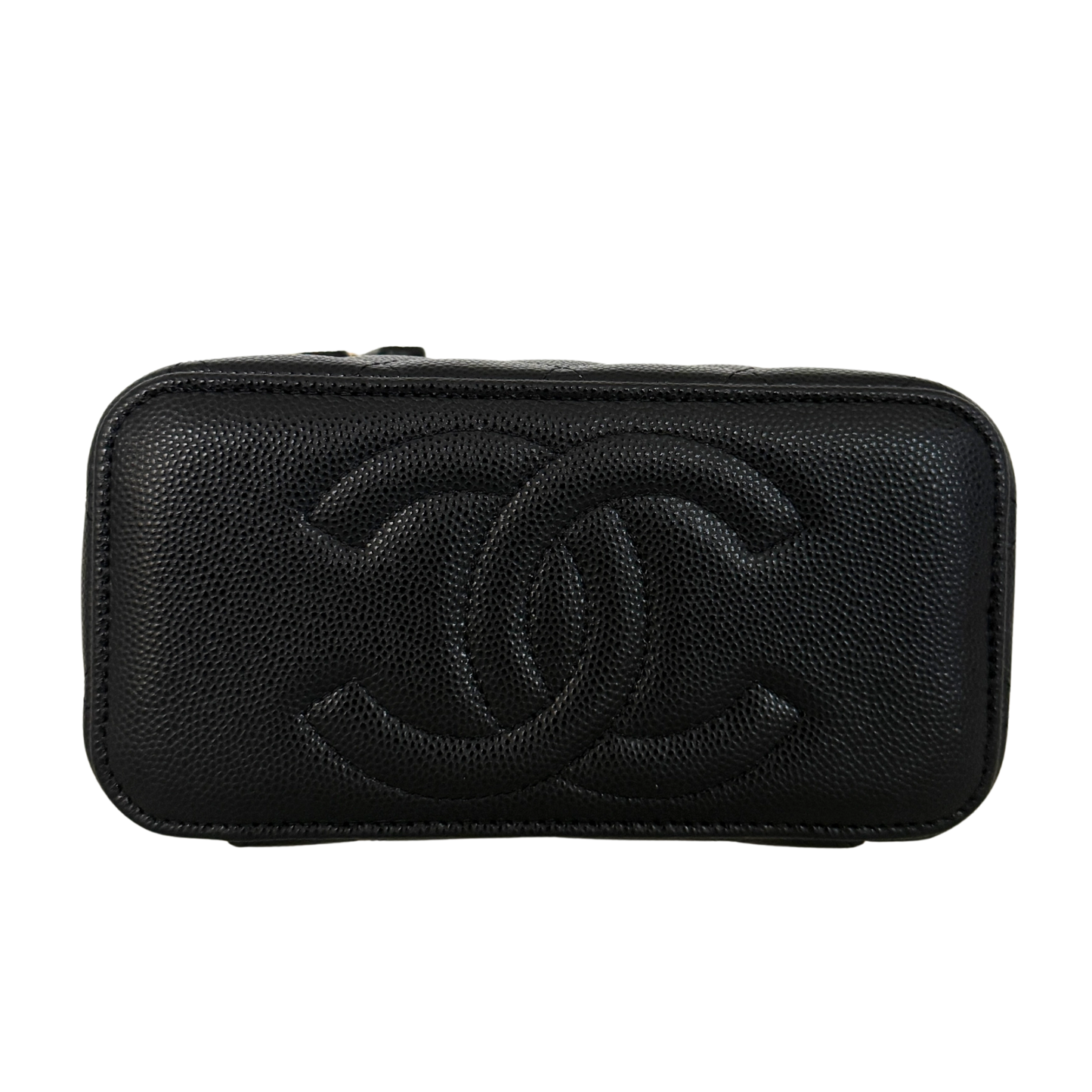 Chanel Vanity A Chain Kaviarleder goldene Hardware Schwarz / sehr gut Chanel