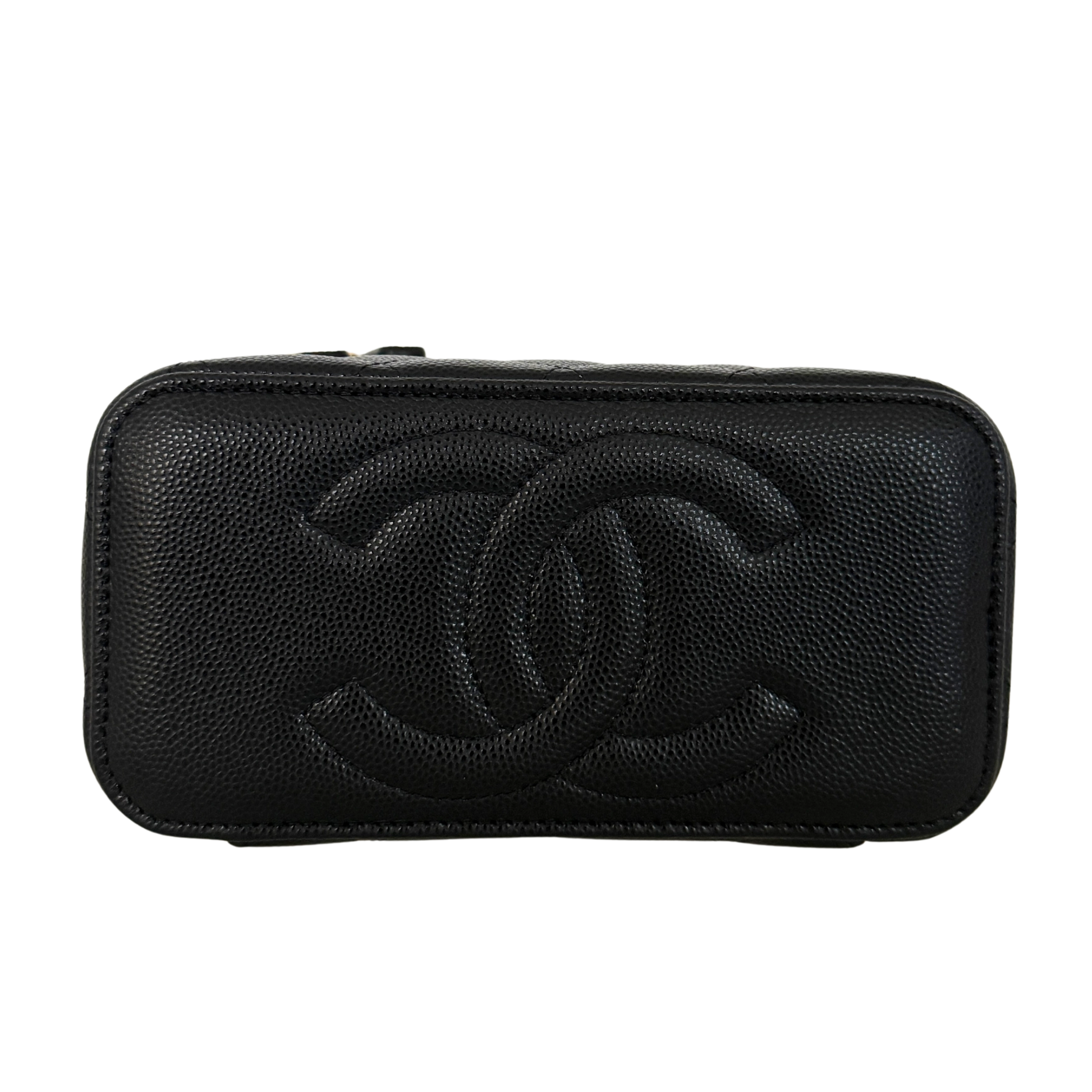 Chanel Vanity A Chain Kaviarleder goldene Hardware Schwarz / sehr gut Chanel