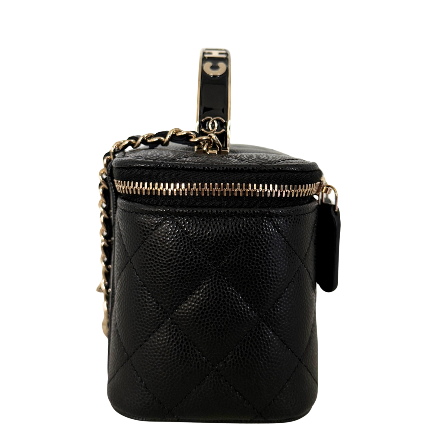 Chanel Vanity A Chain Kaviarleder goldene Hardware Schwarz / sehr gut Chanel