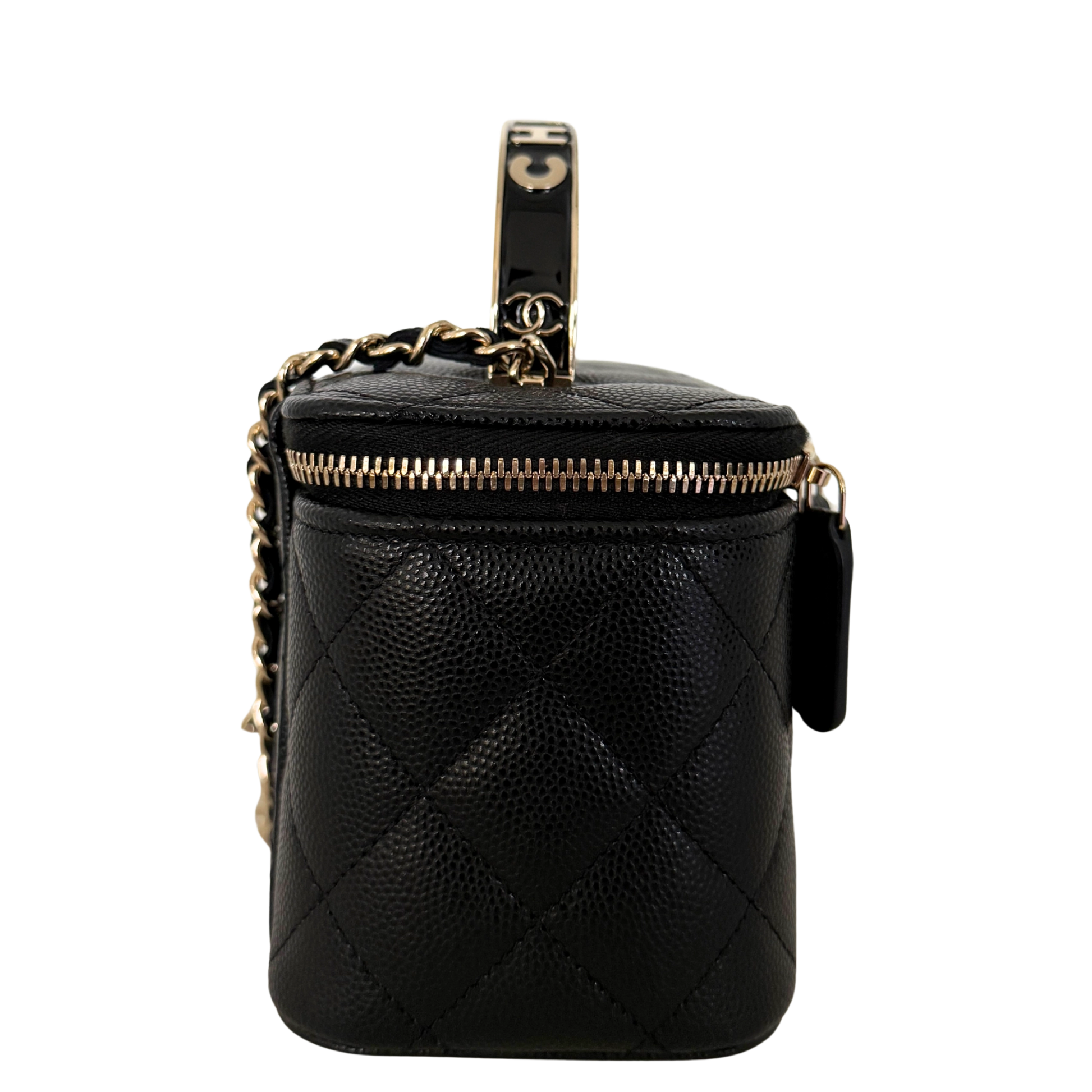 Chanel Vanity A Chain Kaviarleder goldene Hardware Schwarz / sehr gut Chanel