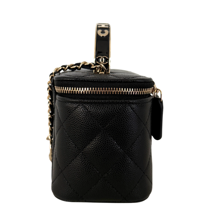 Chanel Vanity A Chain Kaviarleder goldene Hardware Schwarz / sehr gut Chanel