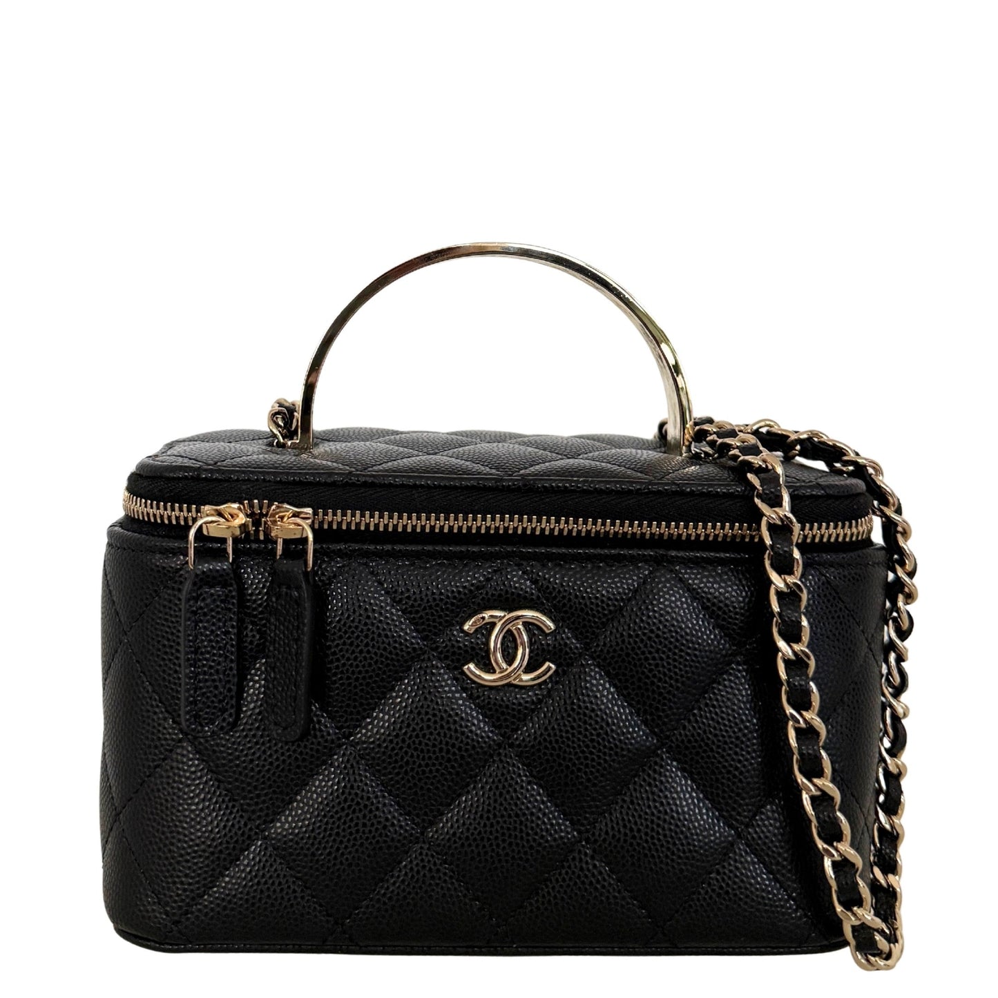 Chanel Vanity A Chain Kaviarleder goldene Hardware Schwarz / sehr gut Chanel