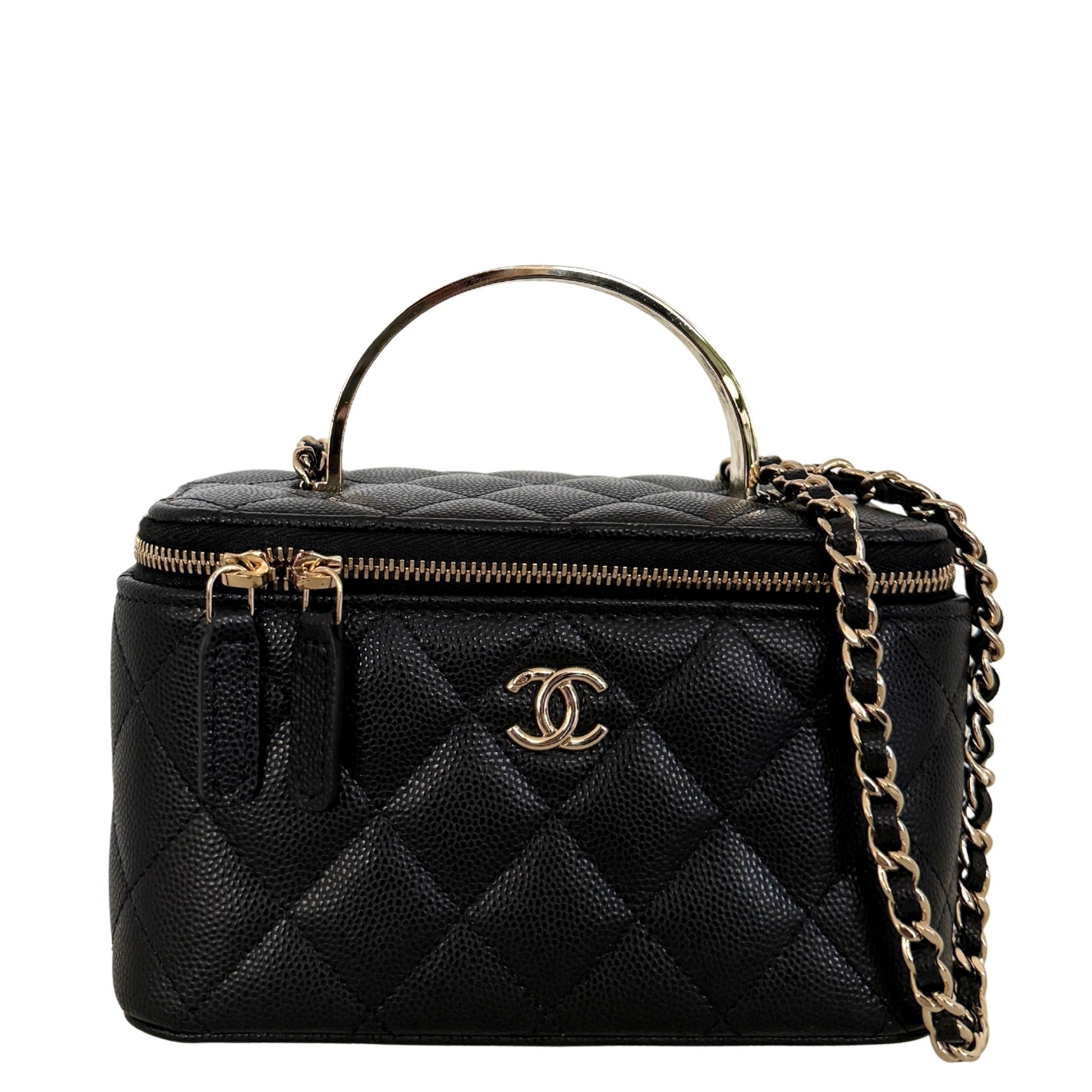 Chanel Vanity A Chain Kaviarleder goldene Hardware Schwarz / sehr gut Chanel