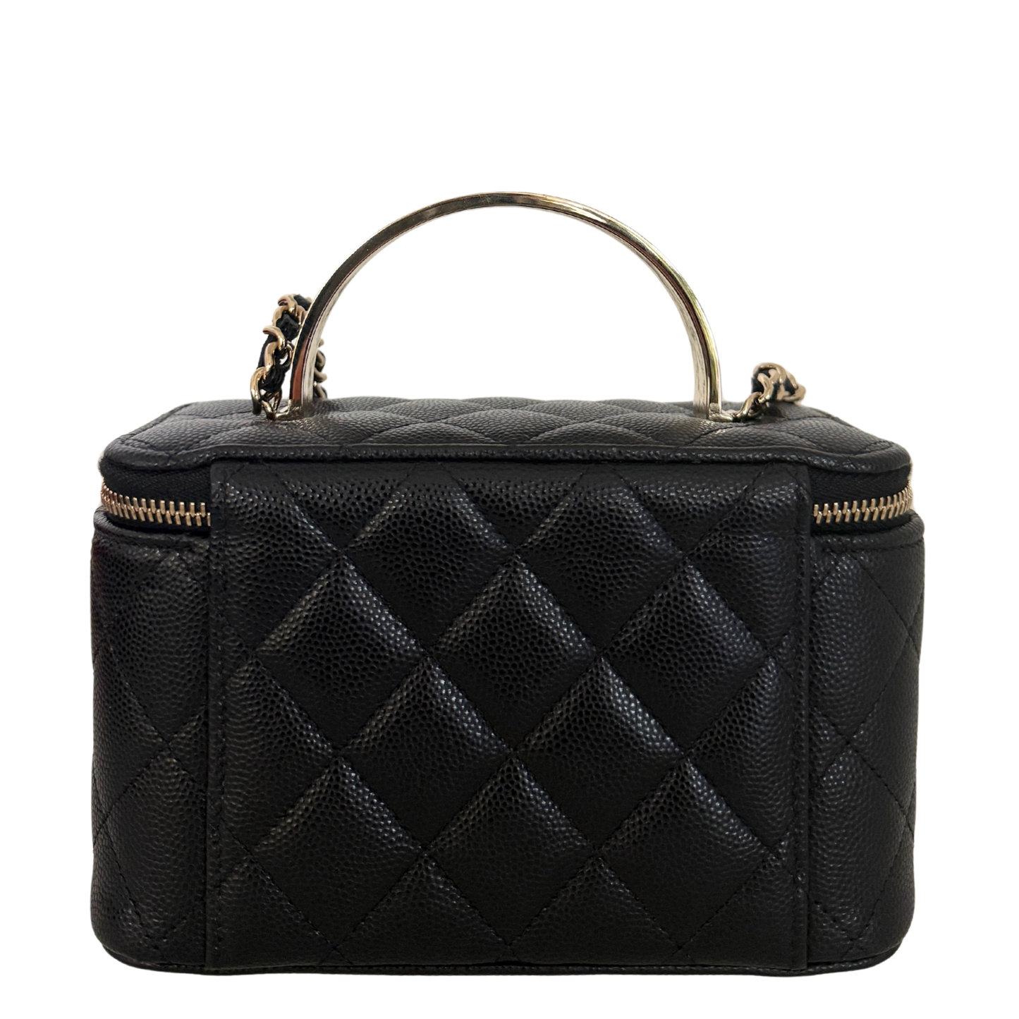 Chanel Vanity A Chain Kaviarleder goldene Hardware Schwarz / sehr gut Chanel