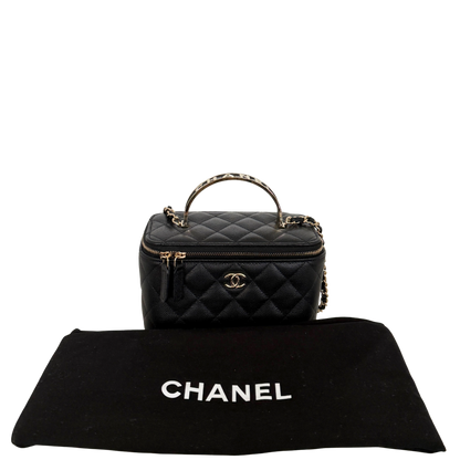 Chanel Vanity A Chain Kaviarleder goldene Hardware Schwarz / sehr gut Chanel