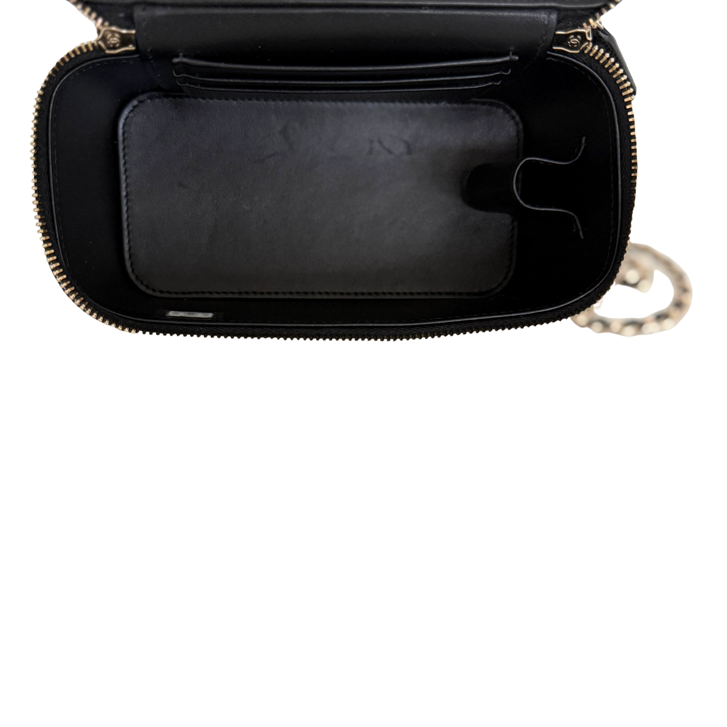 Chanel Vanity A Chain Kaviarleder goldene Hardware Schwarz / sehr gut Chanel
