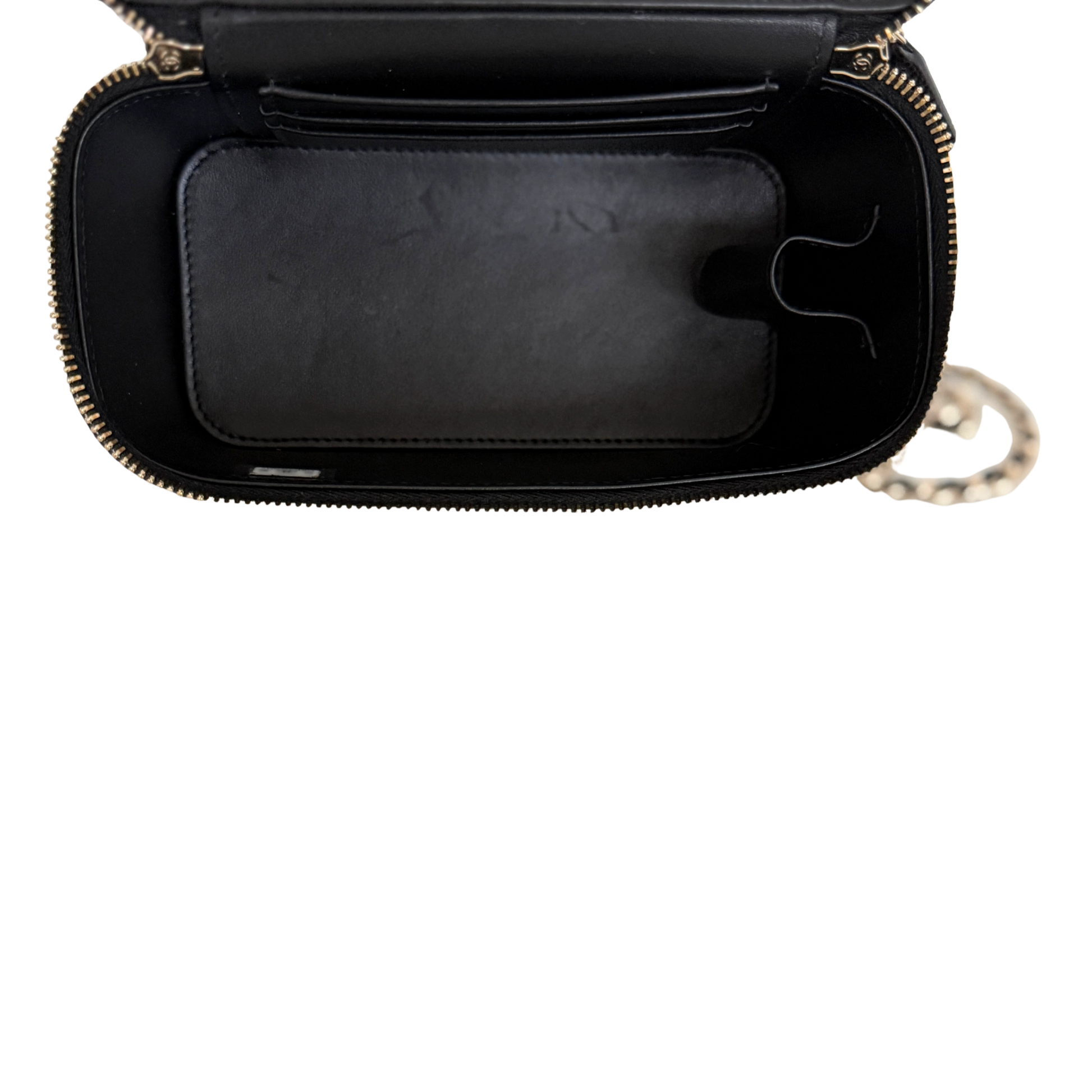 Chanel Vanity A Chain Kaviarleder goldene Hardware Schwarz / sehr gut Chanel