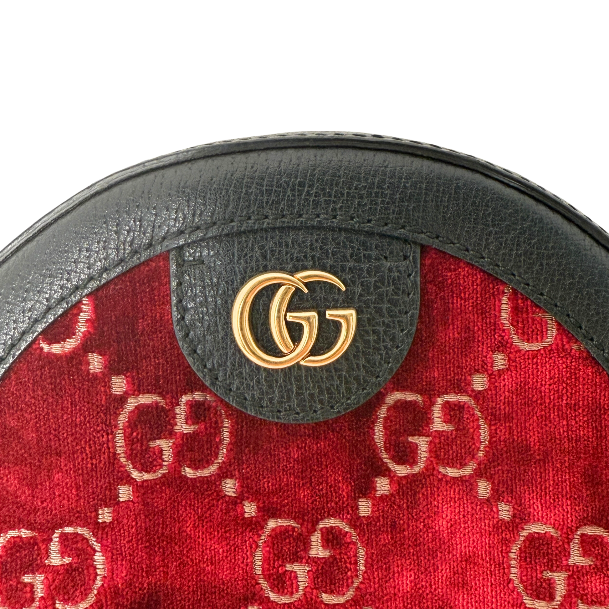 Gucci Runde GG Umhängetasche Velvet Rot Fullset / neuwertig Gucci
