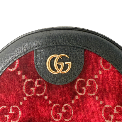 Gucci Runde GG Umhängetasche Velvet Rot Fullset / neuwertig Gucci