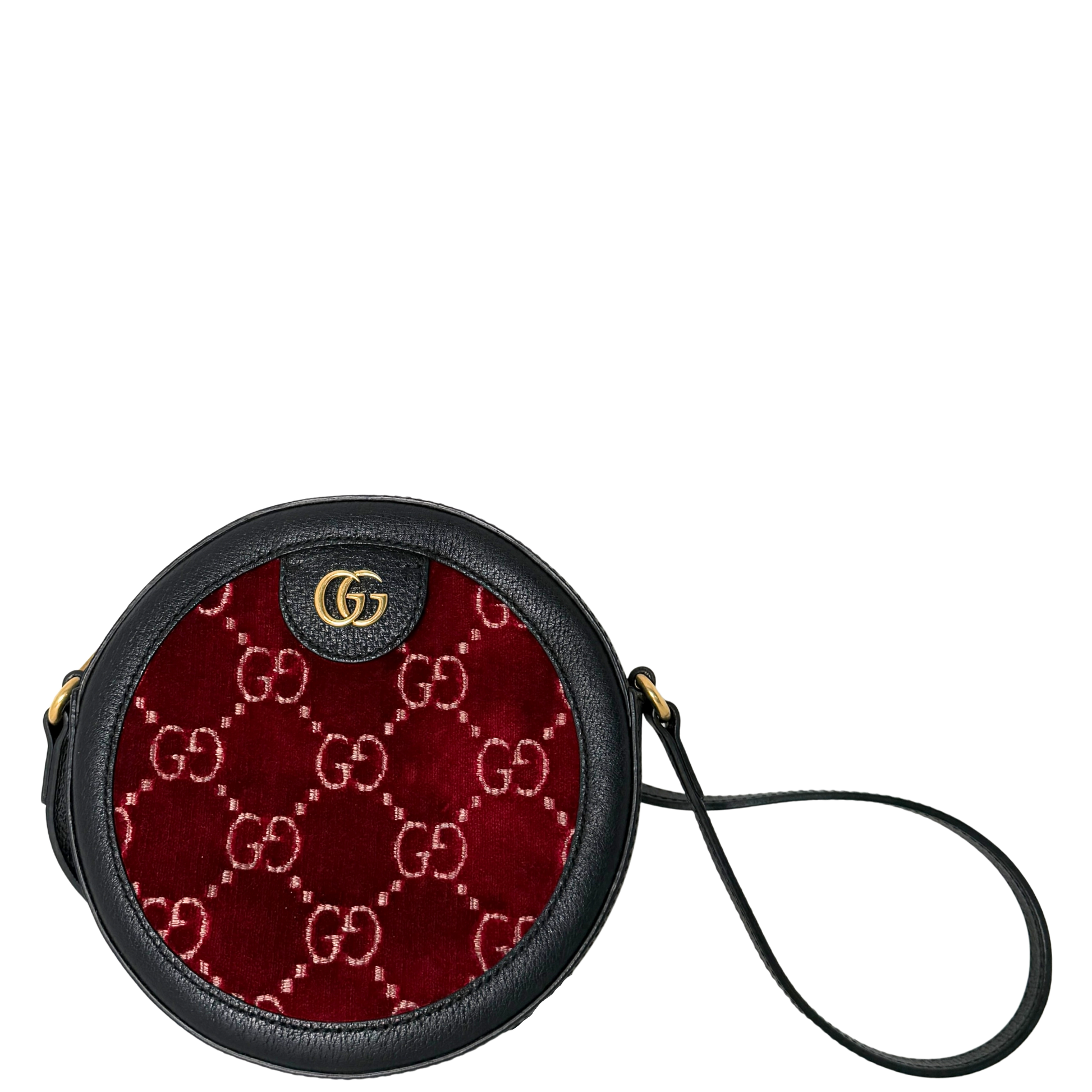 Gucci Runde GG Umhängetasche Velvet Rot Fullset / neuwertig Gucci