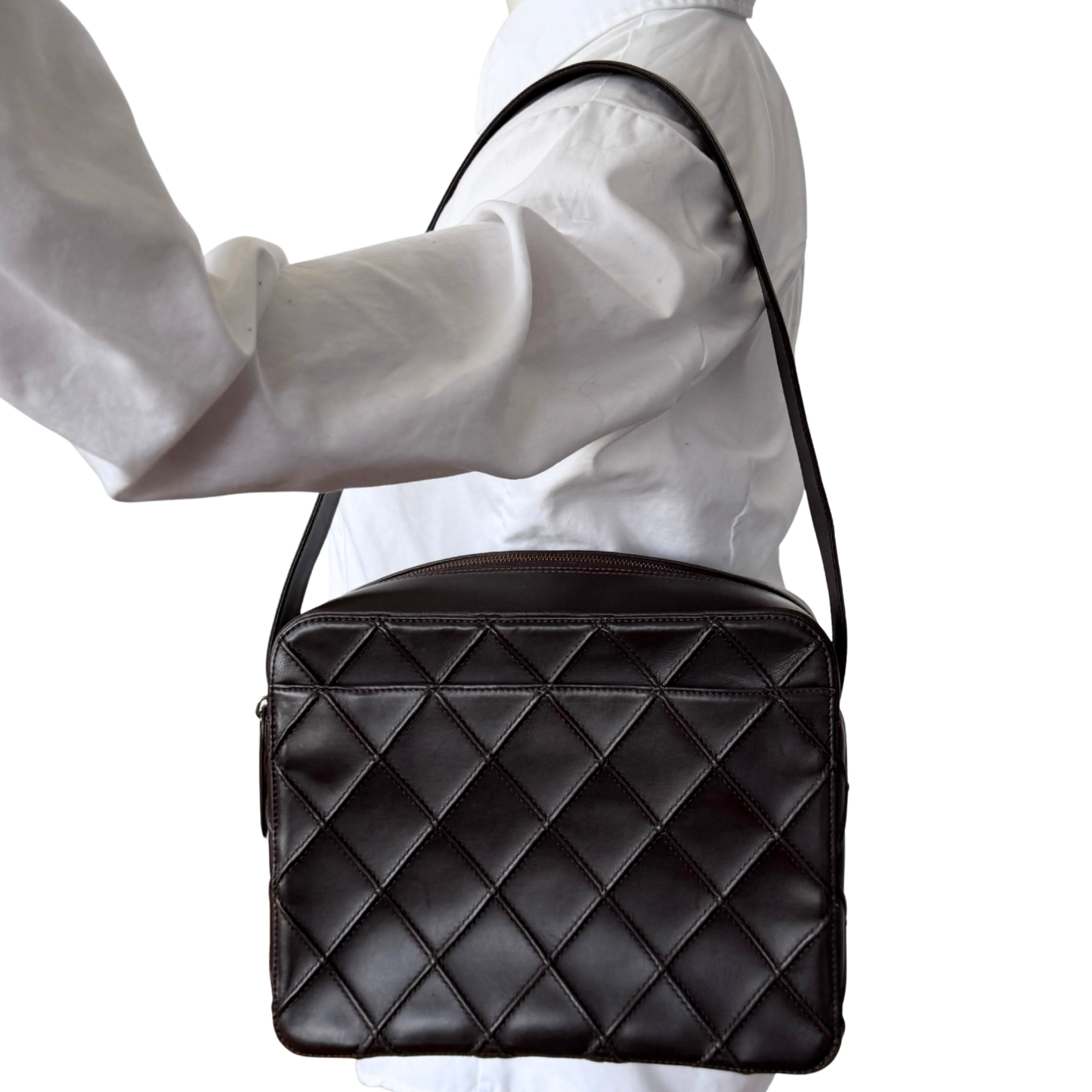 Chanel Vintage Schultertasche Dunkelbraun / sehr gut