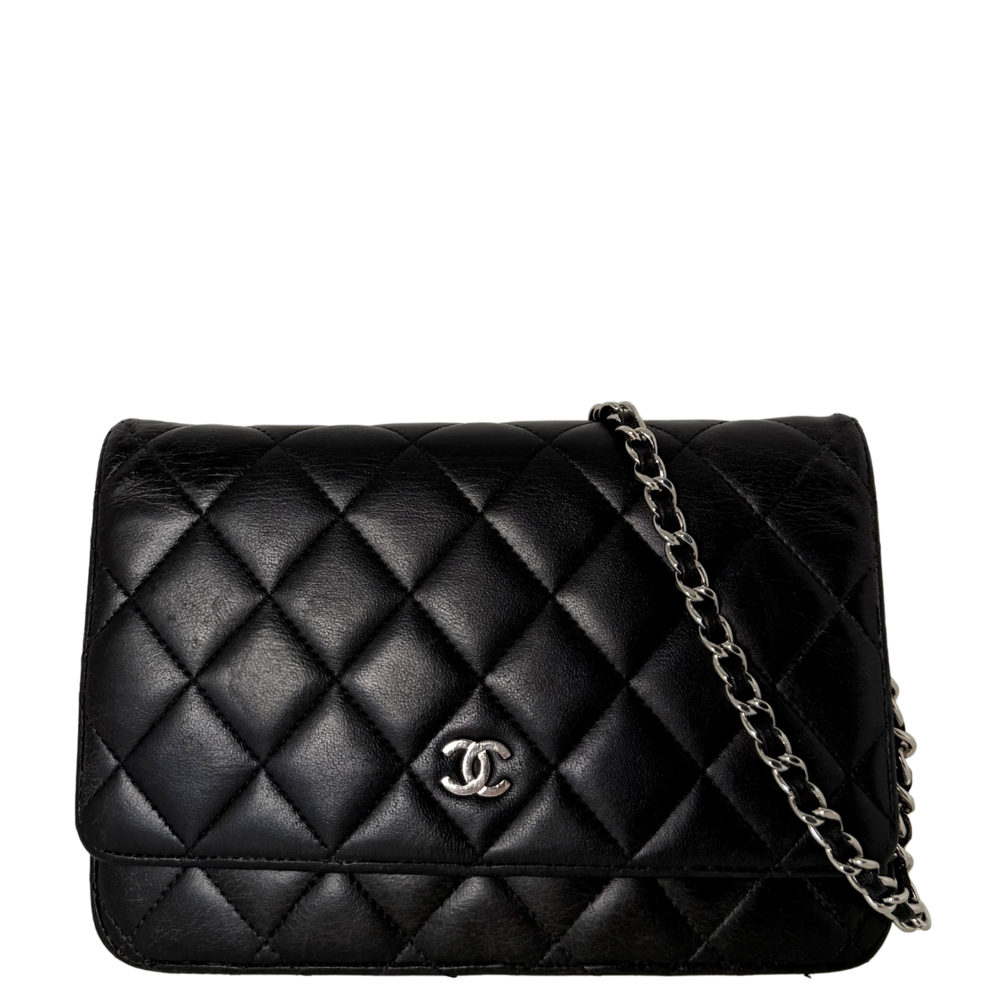 Chanel Wallet on Chain Bag Schwarz silberne Hardware / gut Chanel