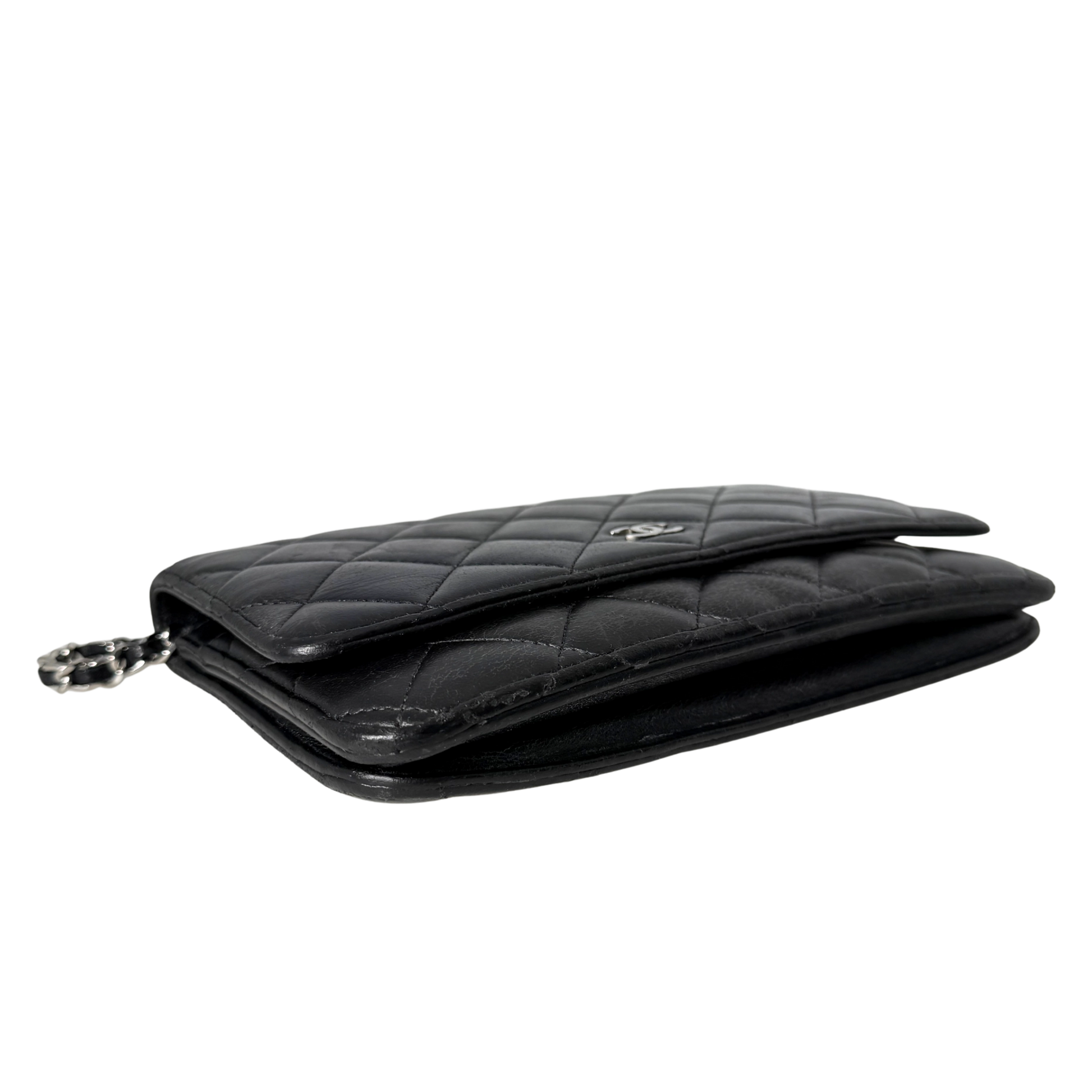 Chanel Wallet on Chain Bag Schwarz silberne Hardware / gut Chanel