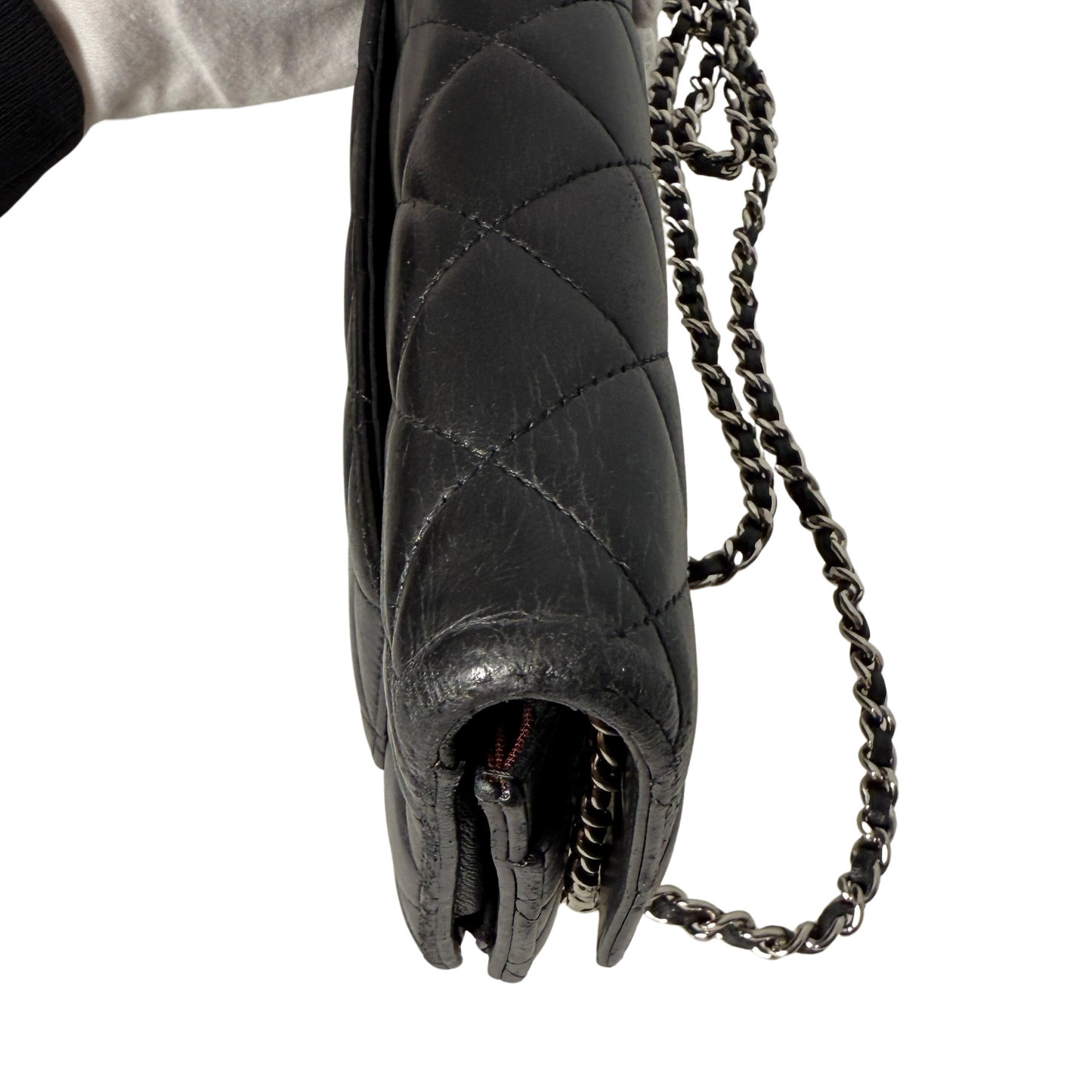 Chanel Wallet on Chain Bag Schwarz silberne Hardware / gut Chanel