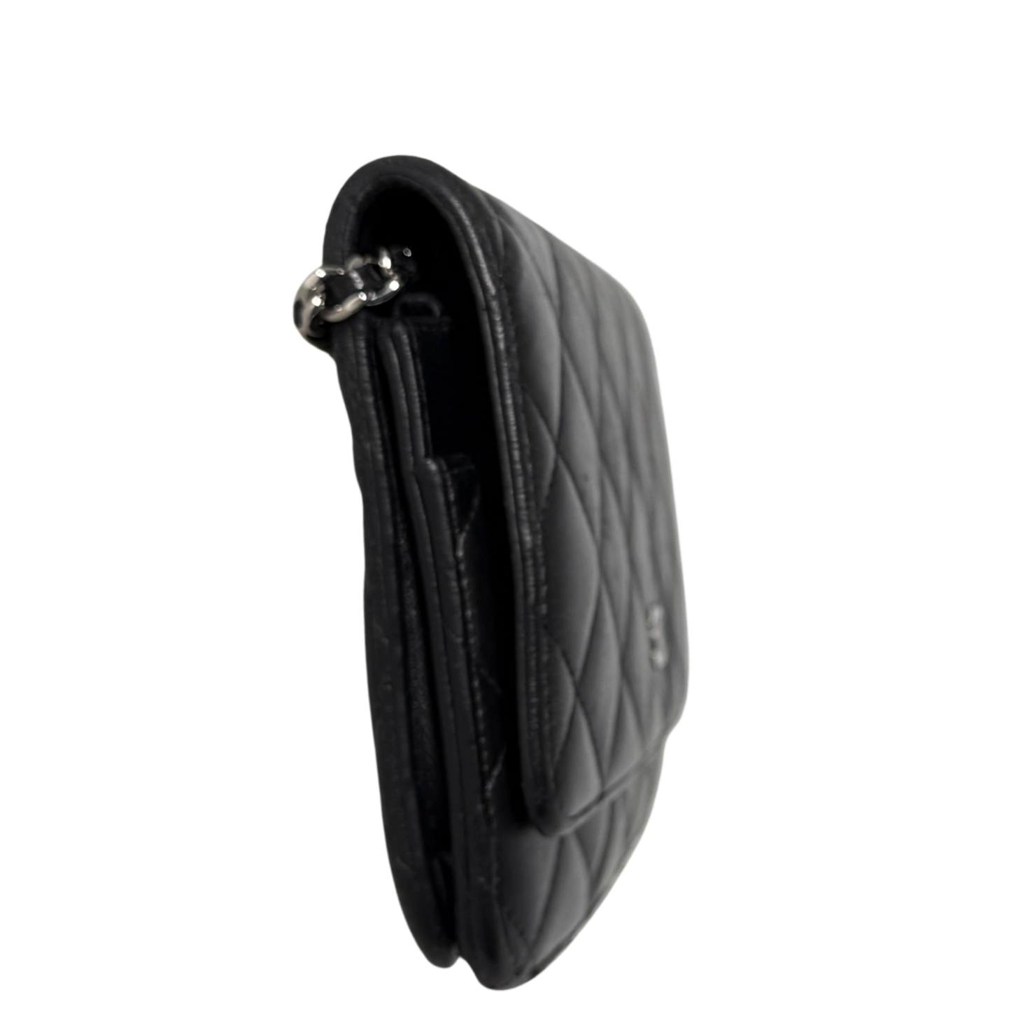 Chanel Wallet on Chain Bag Schwarz silberne Hardware / gut Chanel