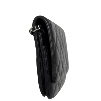 Chanel Wallet on Chain Bag Schwarz silberne Hardware / gut Chanel