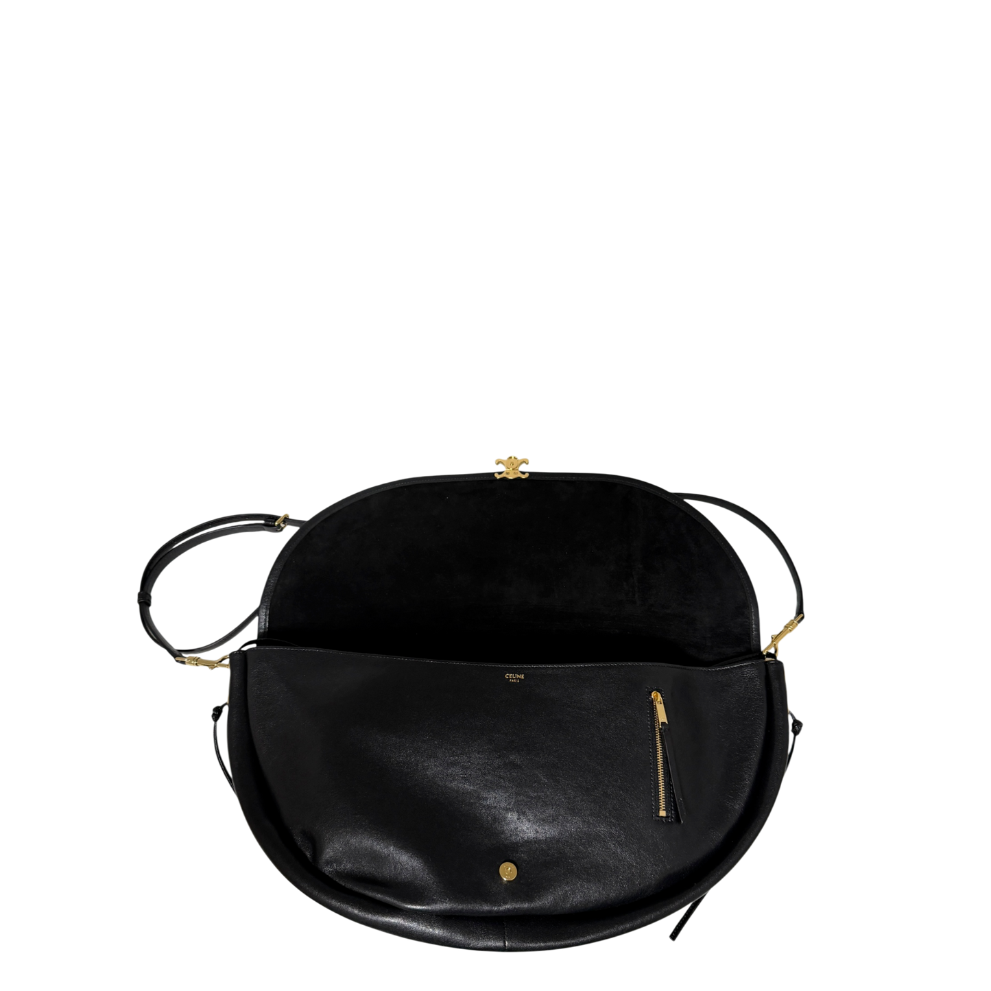 CELINE Halfmoon weiche Triomphe groß Leder schwarz Fullset / sehr gut CELINE