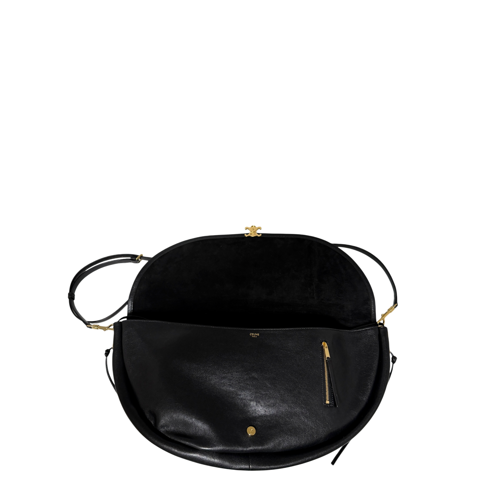 CELINE Halfmoon weiche Triomphe groß Leder schwarz Fullset / sehr gut CELINE