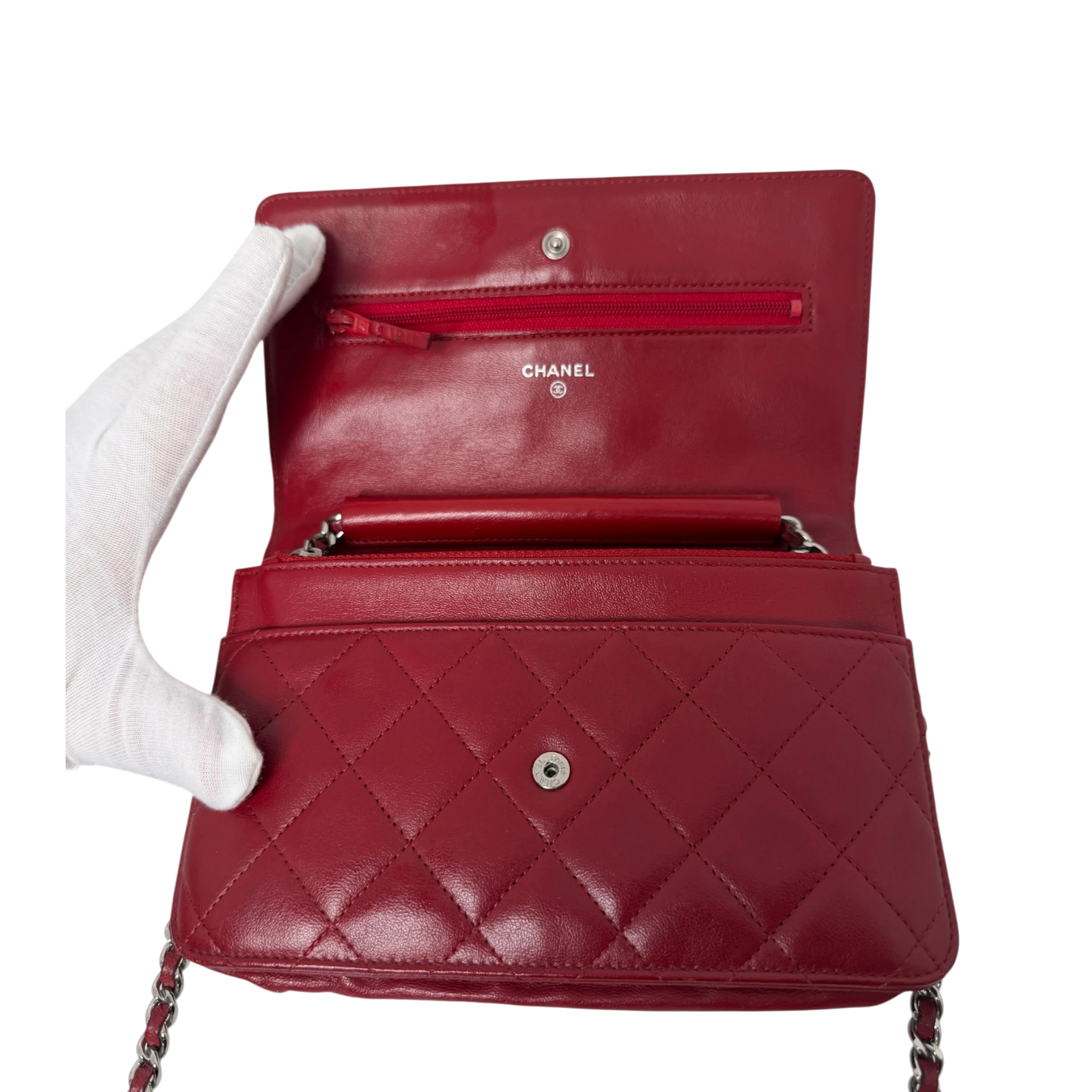 Chanel Wallet on Chain Lammleder Rot Chanel