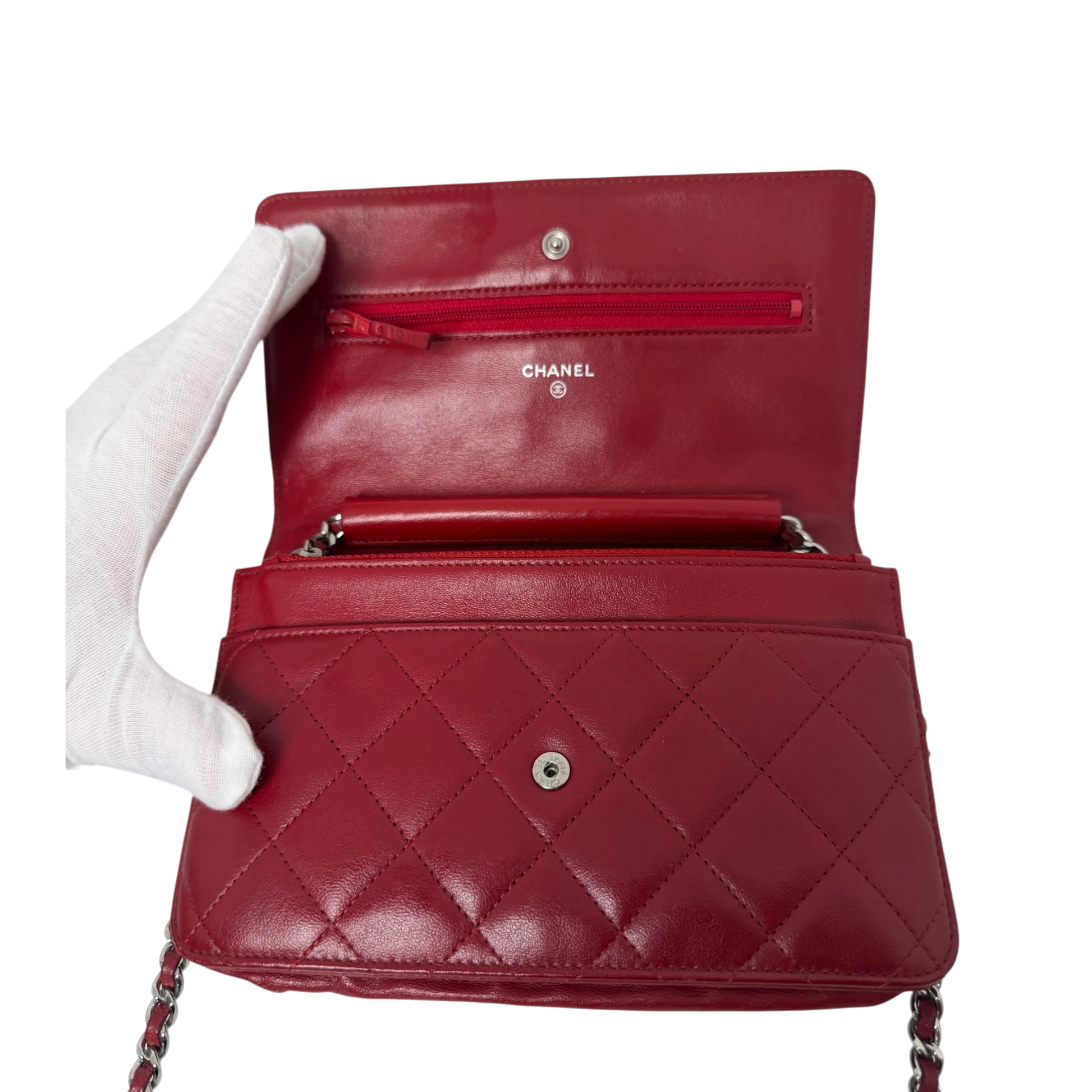 Chanel Wallet on Chain Lammleder Rot Chanel