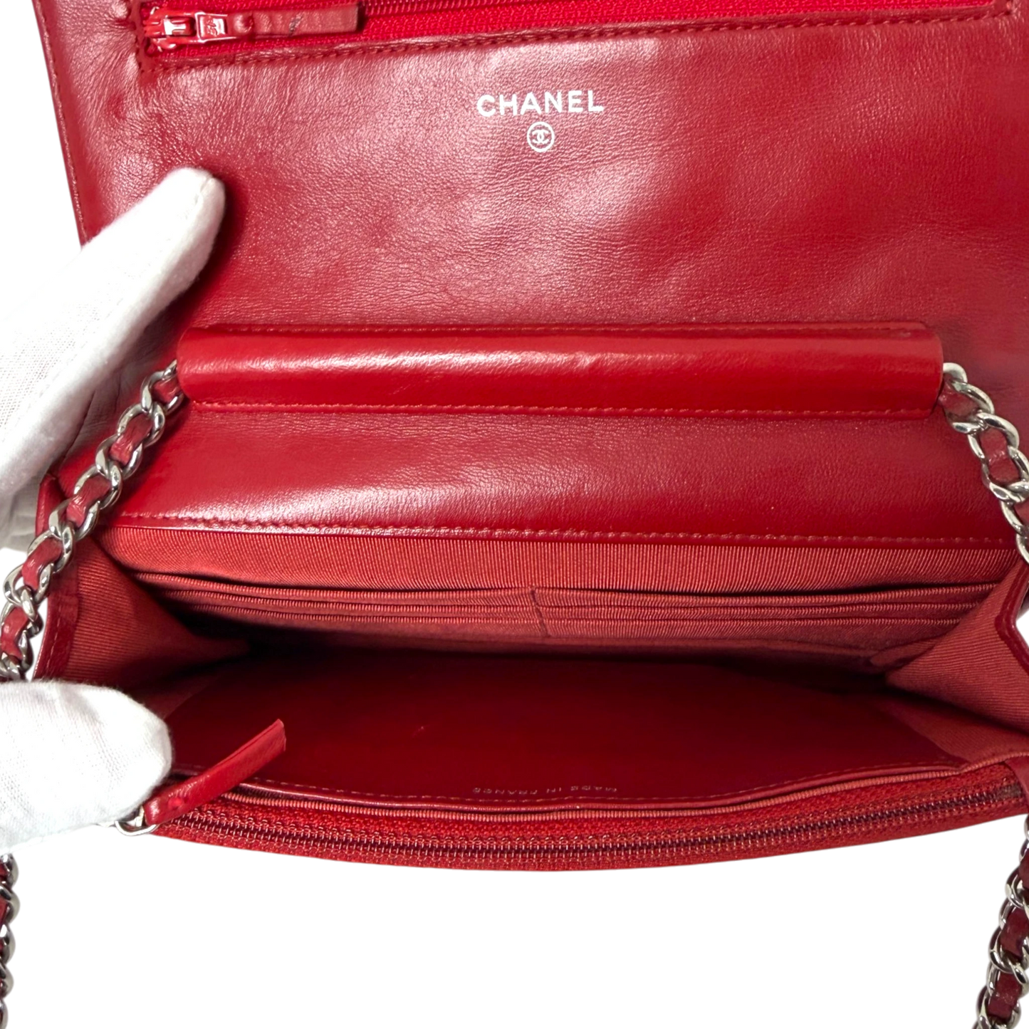 Chanel Wallet on Chain Lammleder Rot Chanel
