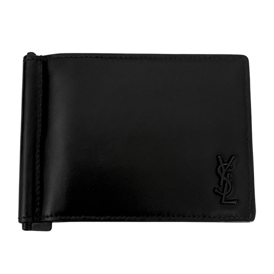 Saint Laurent Tiny Cassandre Brieftasche mit Geldklammer aus mattem Leder Schwarz/ neuwertig Echtheitscheck