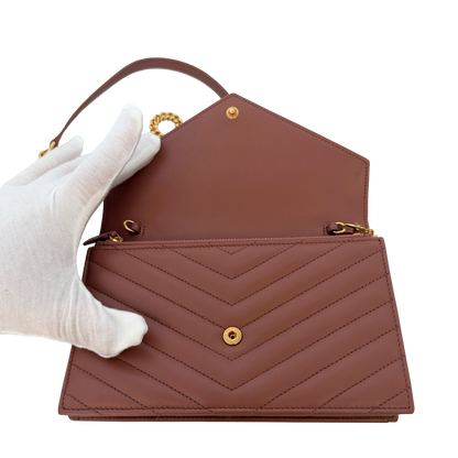 Saint Laurent YSL Cassandre Envelope mit Kettenriemen Rose Fullset / sehr gut Saint Laurent