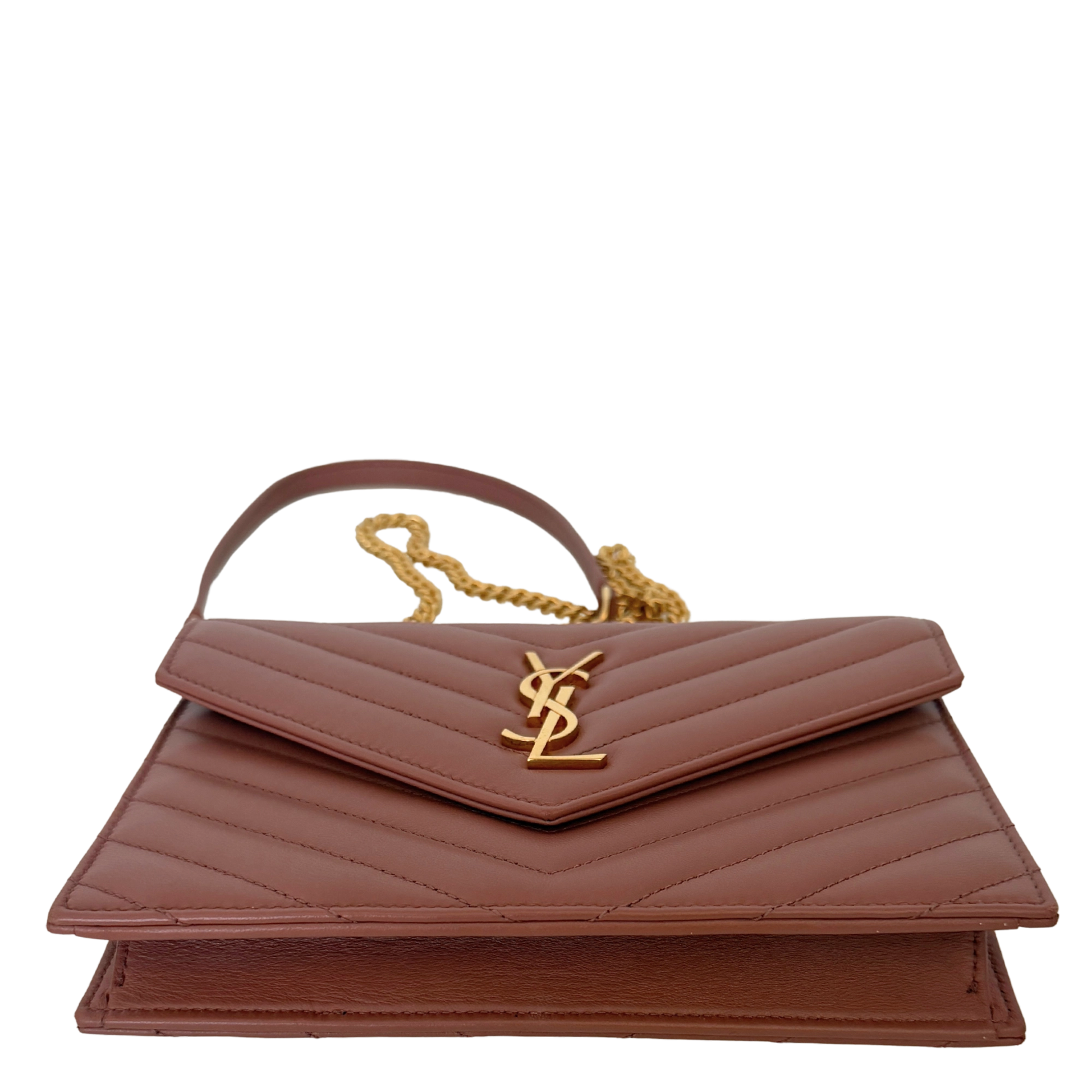 Saint Laurent YSL Cassandre Envelope mit Kettenriemen Rose Fullset / sehr gut Saint Laurent