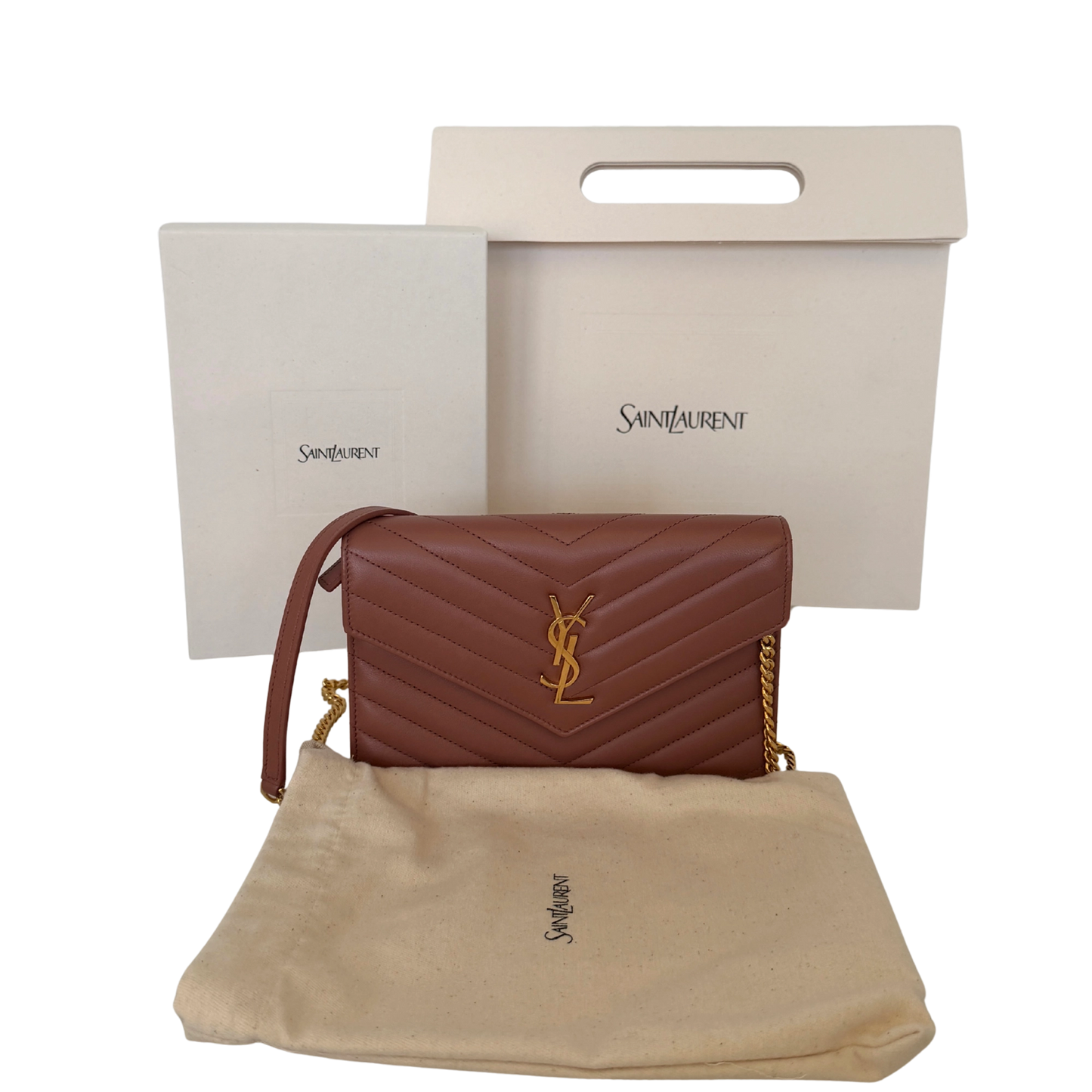 Saint Laurent YSL Cassandre Envelope mit Kettenriemen Rose Fullset / sehr gut Saint Laurent