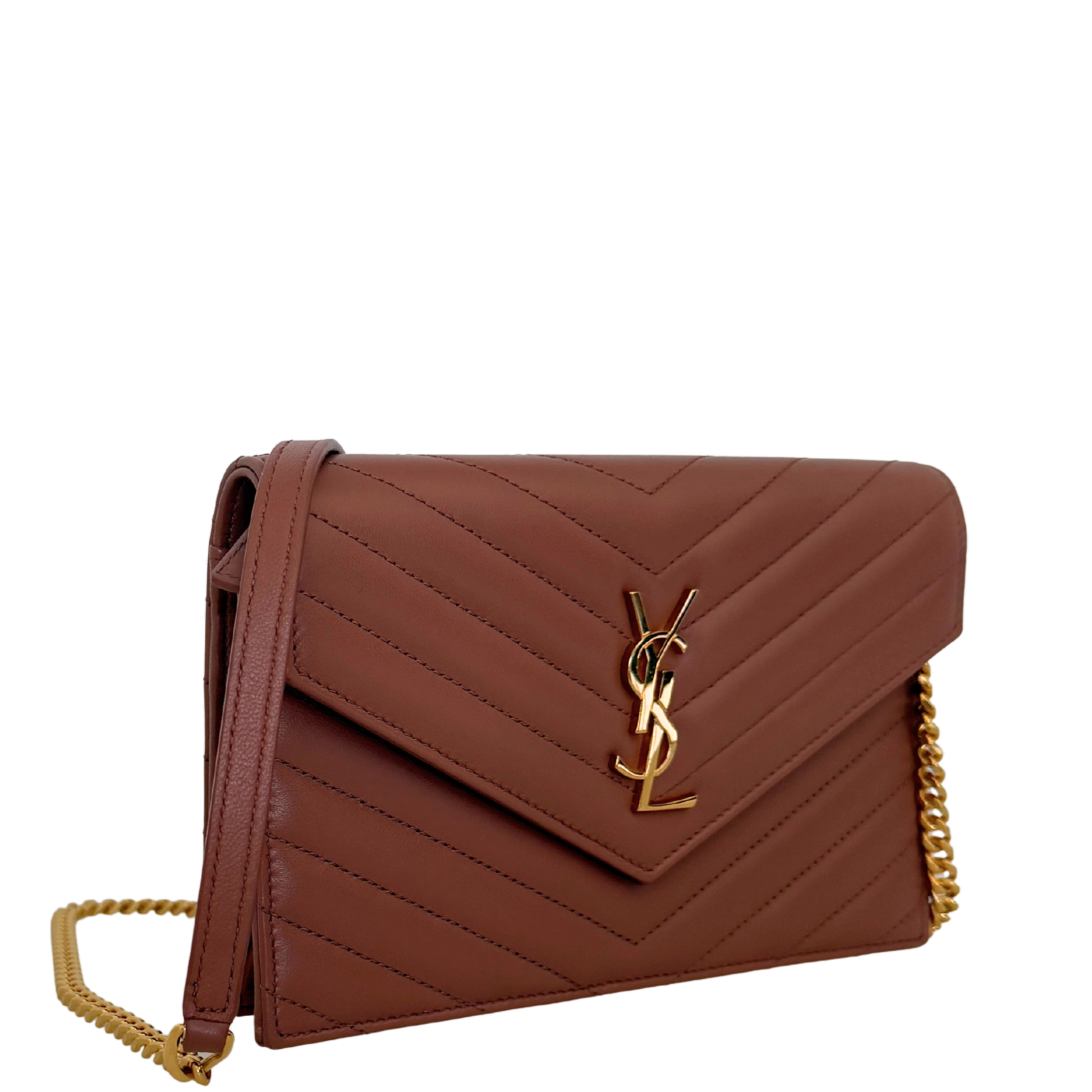 Saint Laurent YSL Cassandre Envelope mit Kettenriemen Rose Fullset / sehr gut Saint Laurent