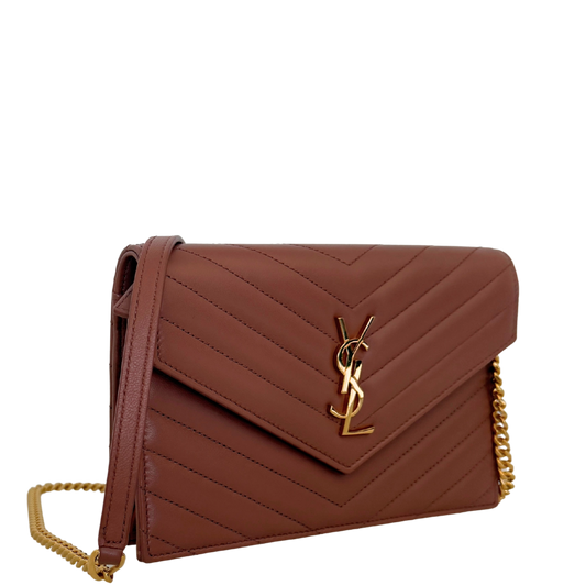 Saint Laurent YSL Cassandre Envelope mit Kettenriemen Rose Fullset / sehr gut Saint Laurent