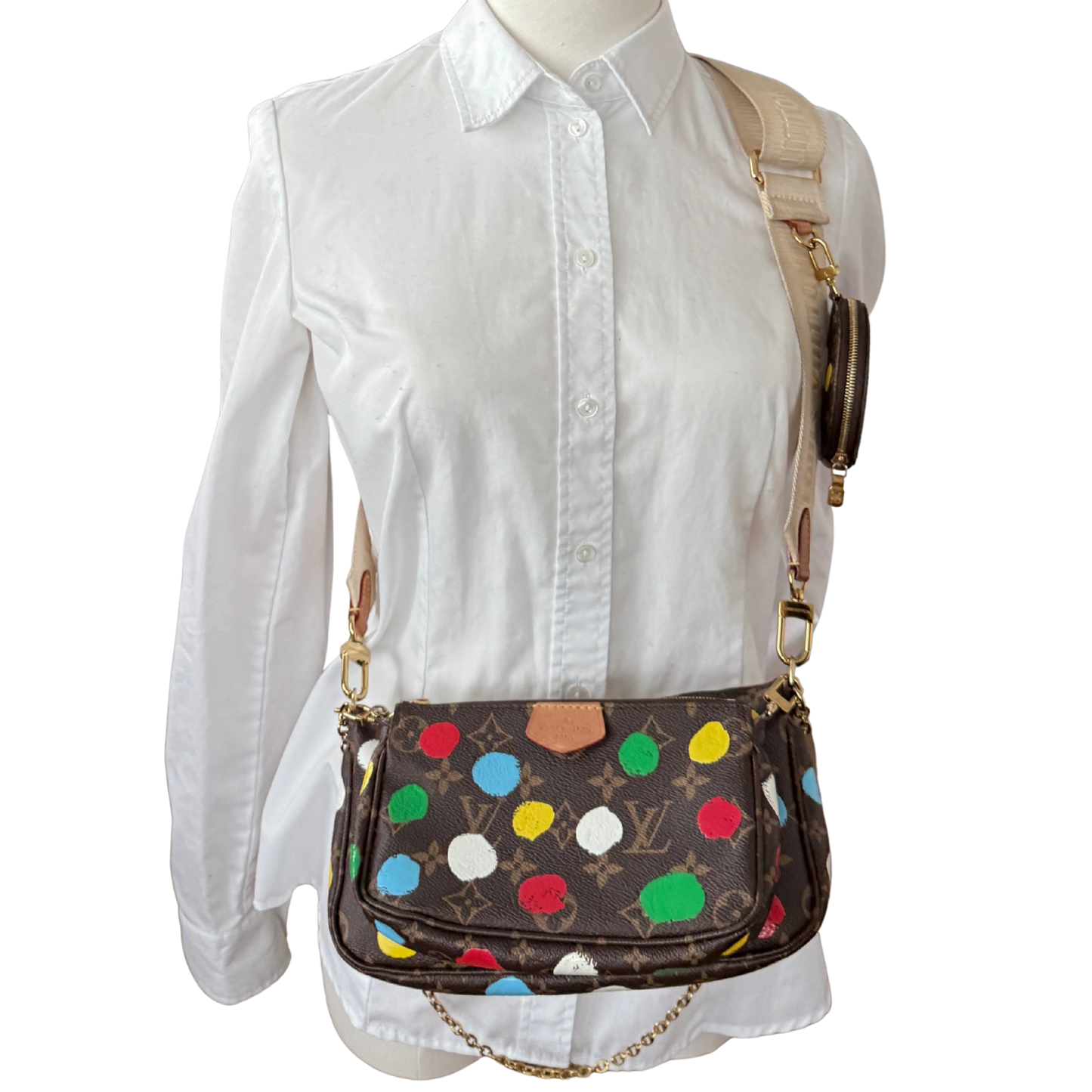 Louis Vuitton x Yayoi Kusama Multi Pochette Accessoires Monogram Multicolor M46385 / sehr gut Louis Vuitton