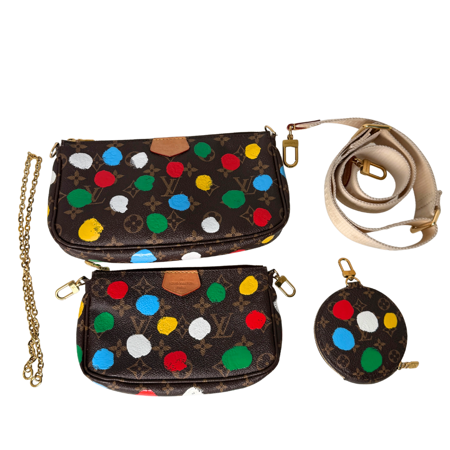Louis Vuitton x Yayoi Kusama Multi Pochette Accessoires Monogram Multicolor M46385 / sehr gut Louis Vuitton