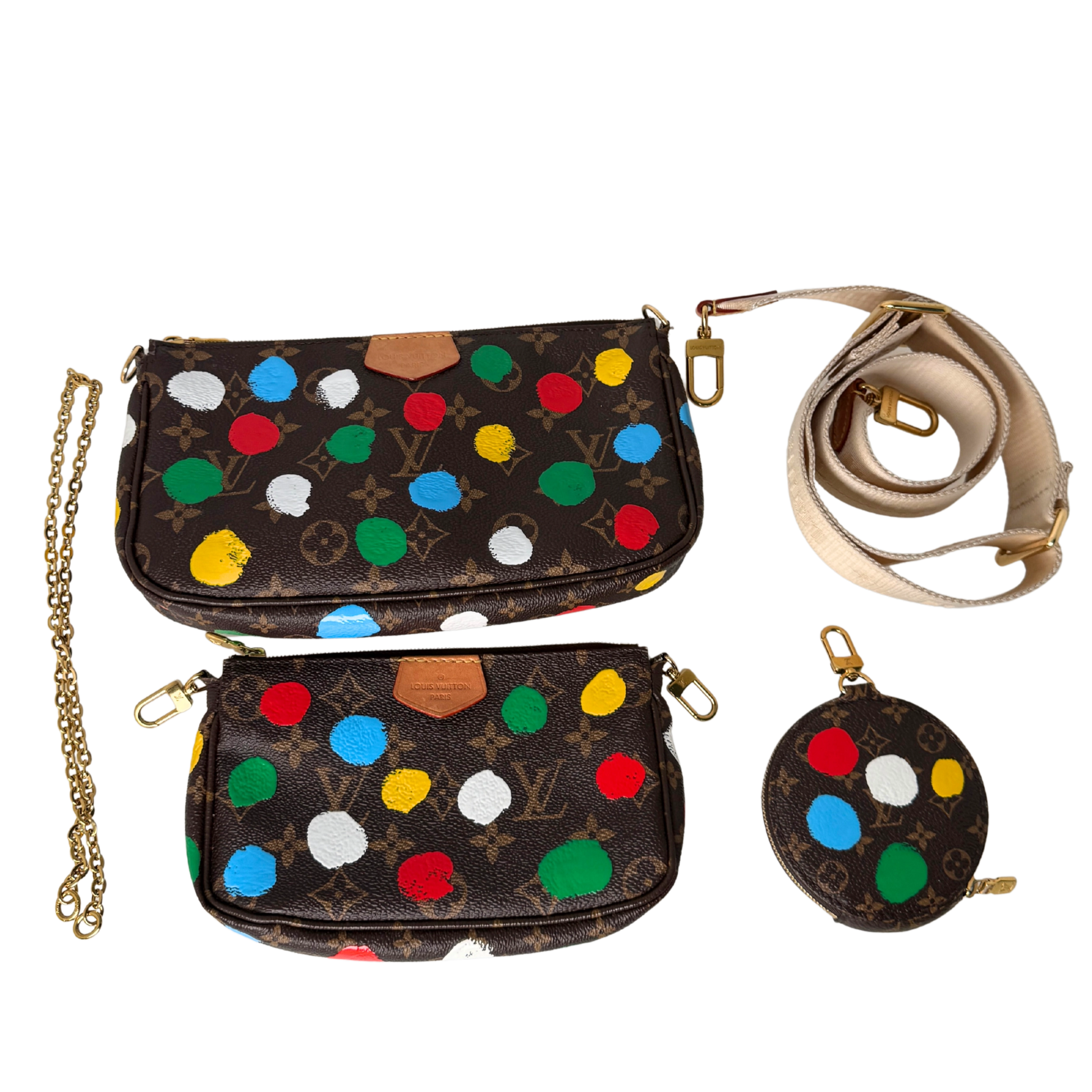 Louis Vuitton x Yayoi Kusama Multi Pochette Accessoires Monogram Multicolor M46385 / sehr gut Louis Vuitton