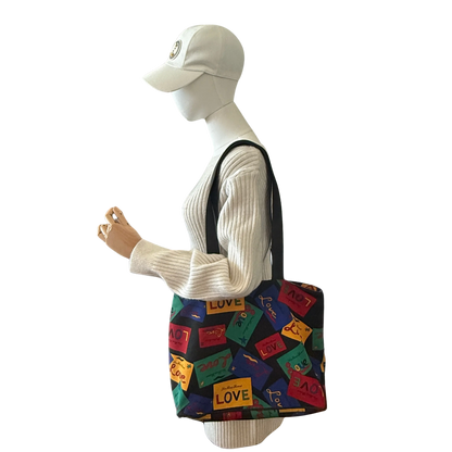 Yves Saint Laurent Love Printed Nylon Handtasche Bunt / gut Saint Laurent