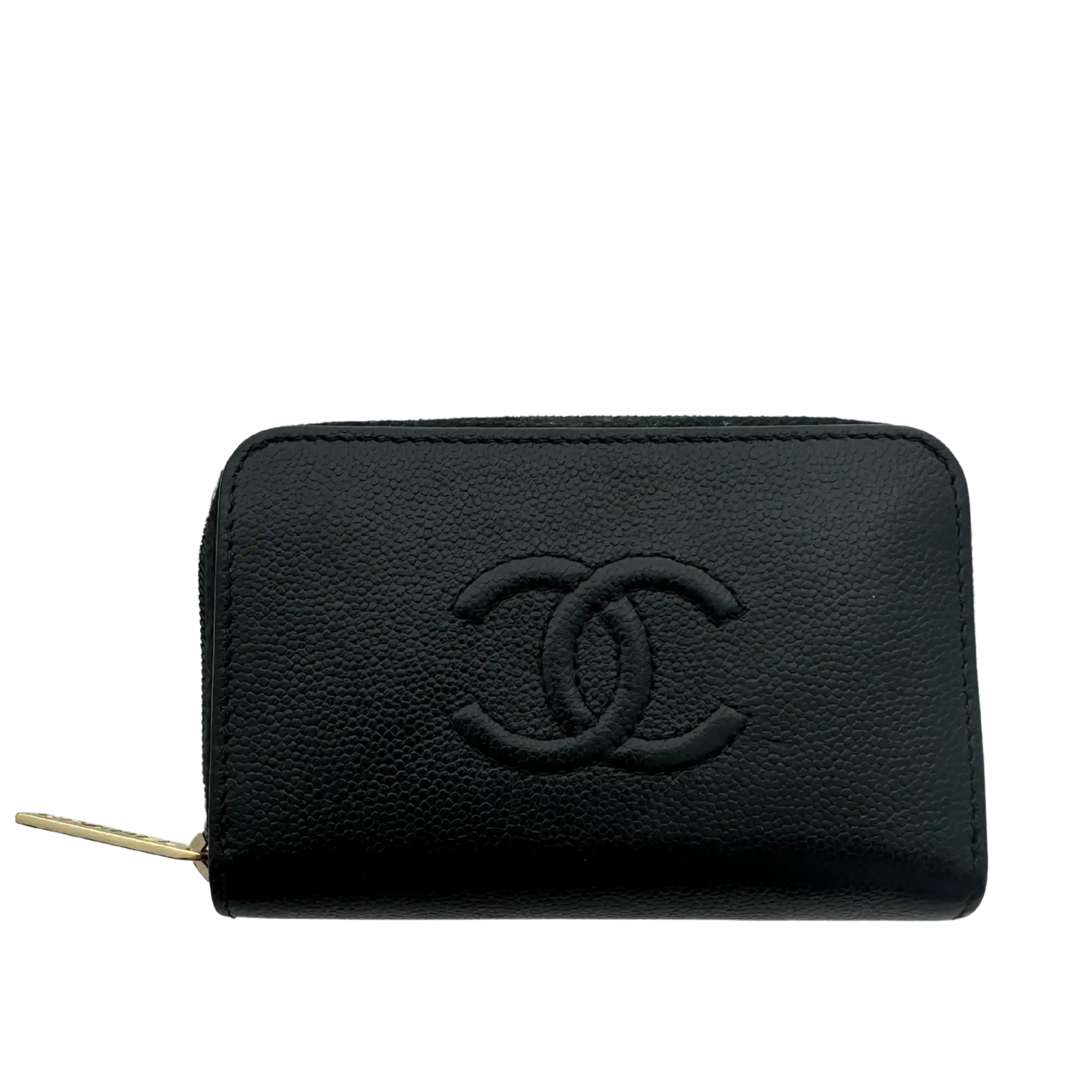 Chanel Coco Mark  kleine Geldbörse CC Leder schwarz / sehr gut Chanel