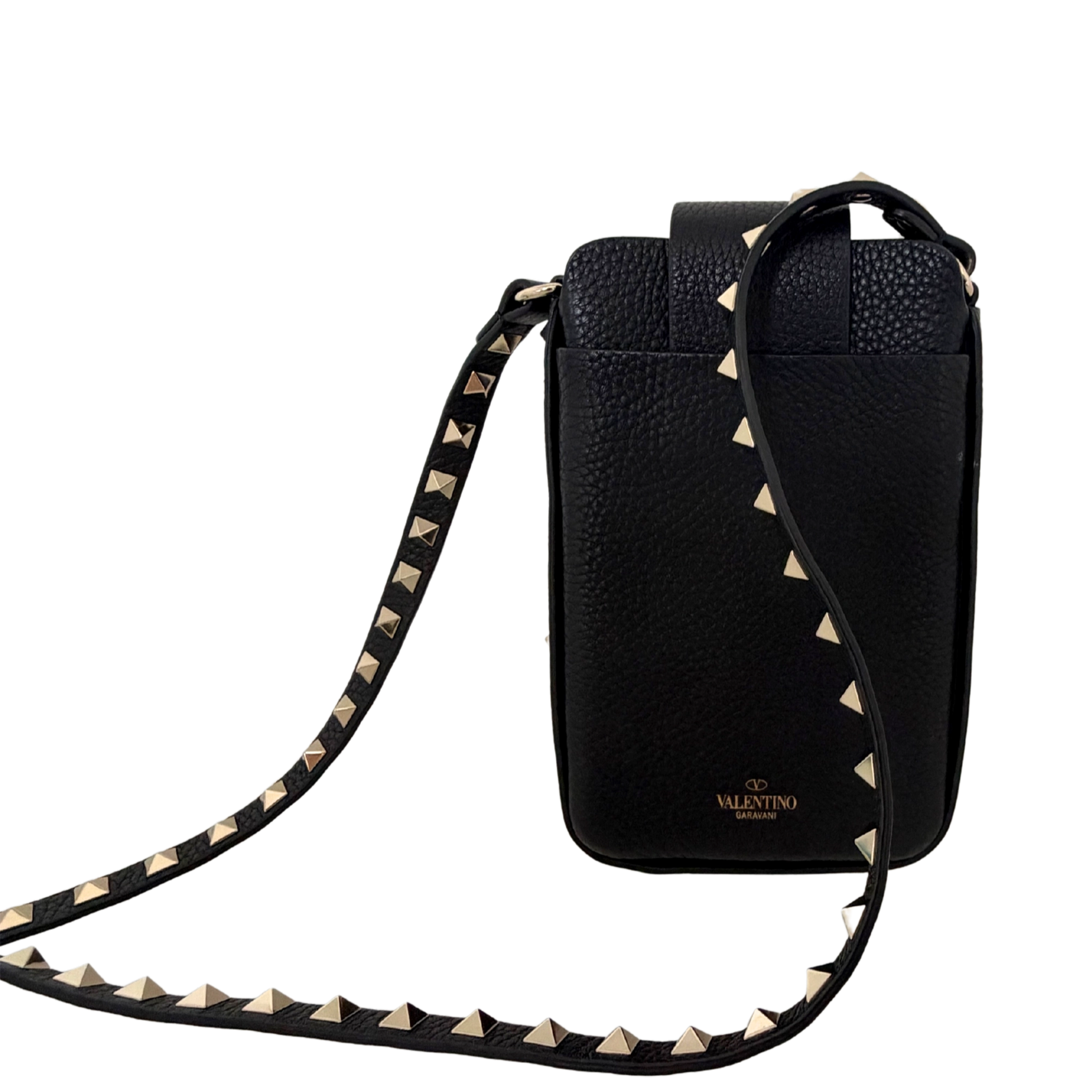 Valentino Garavani Rockstud Phone Case Leder schwarz / sehr gut Valentino