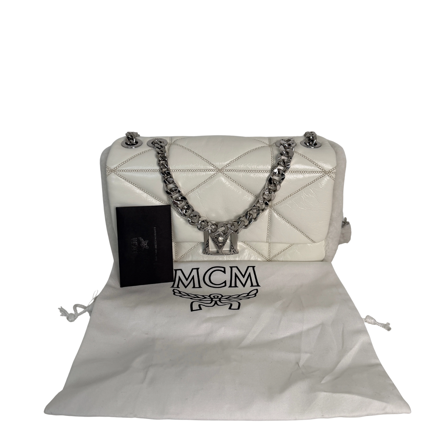 MCM Travia Shearling Shoulder Bag Off- White / neuwertig MCM